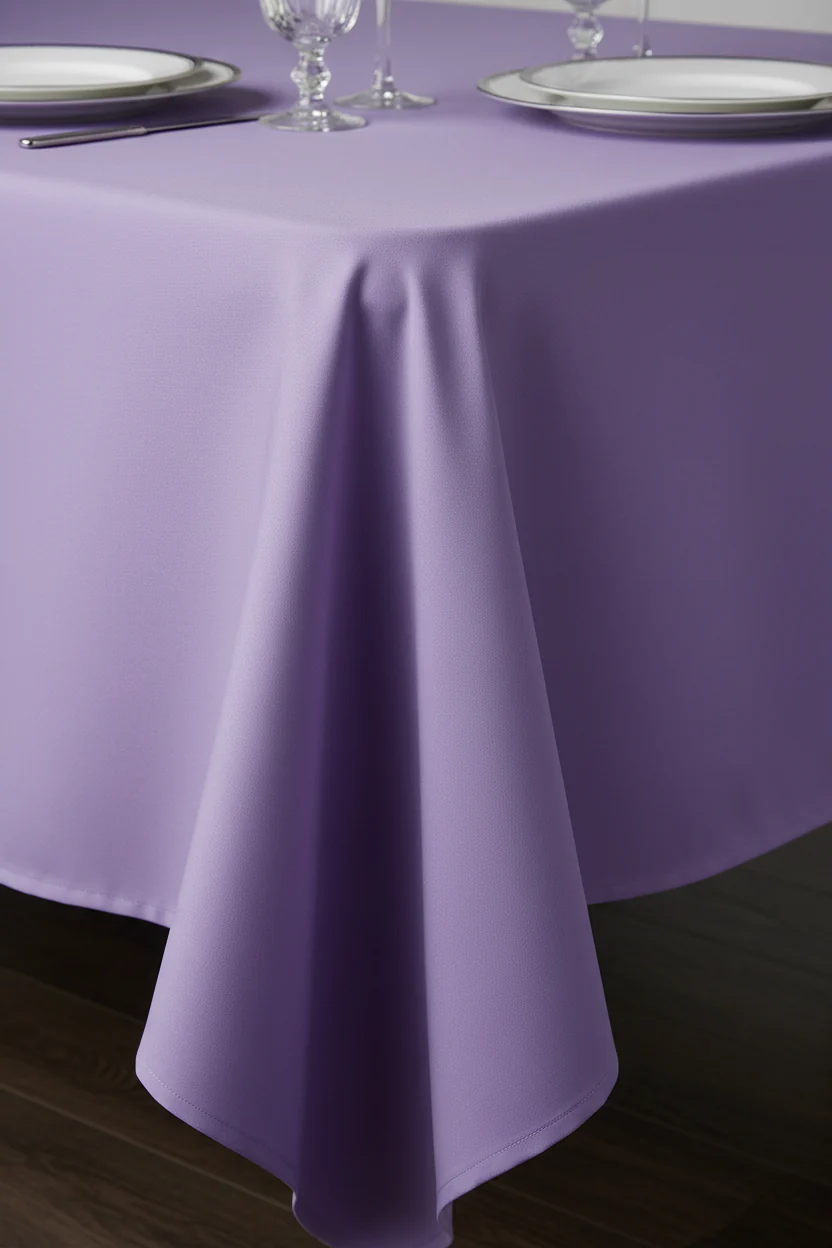 90"x156" Rectangular Oblong Premium Polyester Tablecloth - Lavender - Image 5