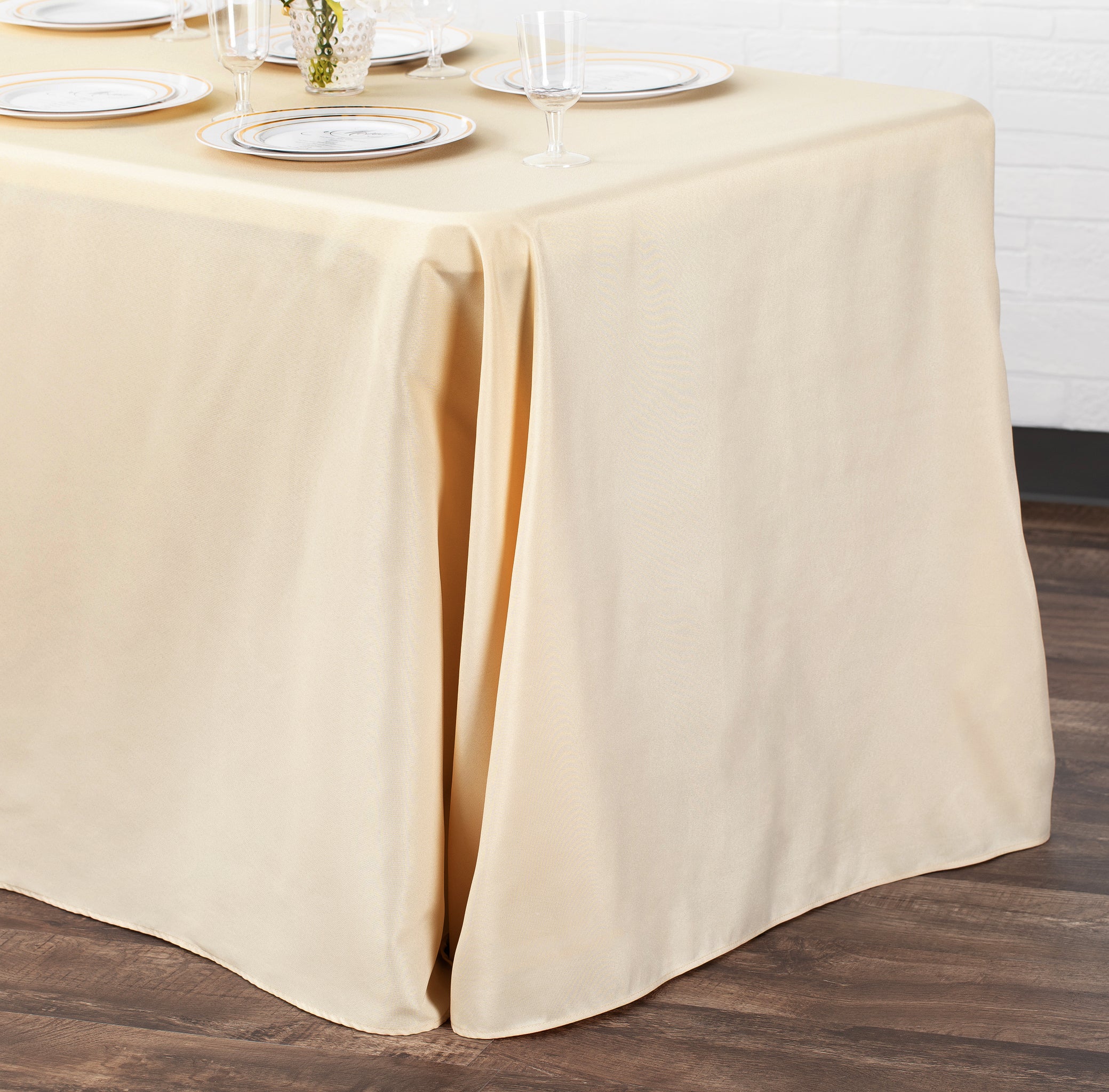 90"x156" Rectangular Oblong Premium Polyester Tablecloth - Nude - Image 2