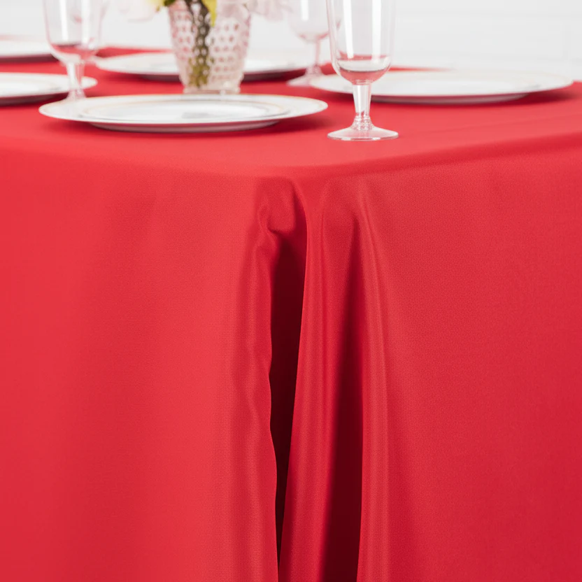 90"x156" Rectangular Oblong Premium Polyester Tablecloth - Red - Image 5