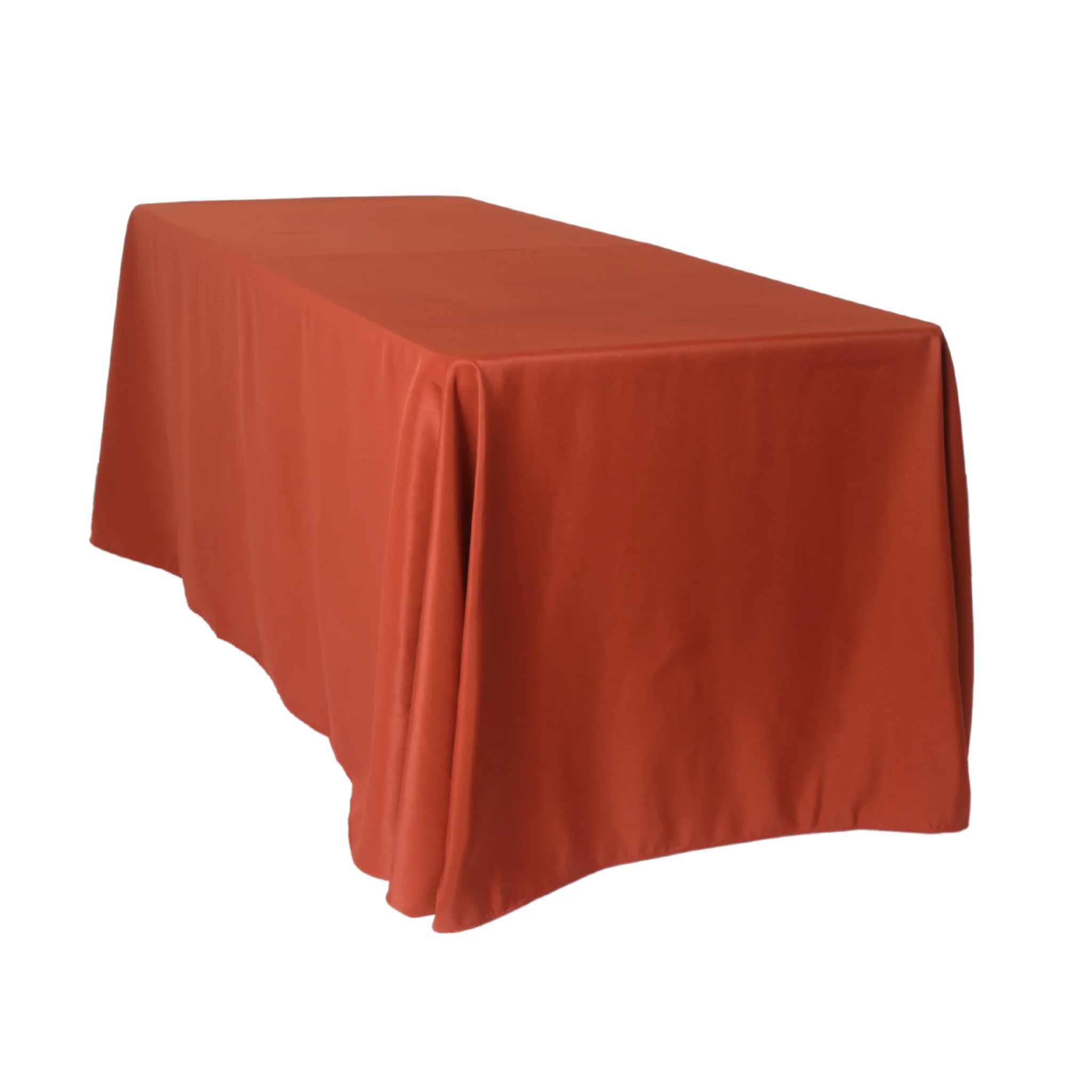 90"x156" Rectangular Oblong Premium Polyester Tablecloth - Rust - Image 2
