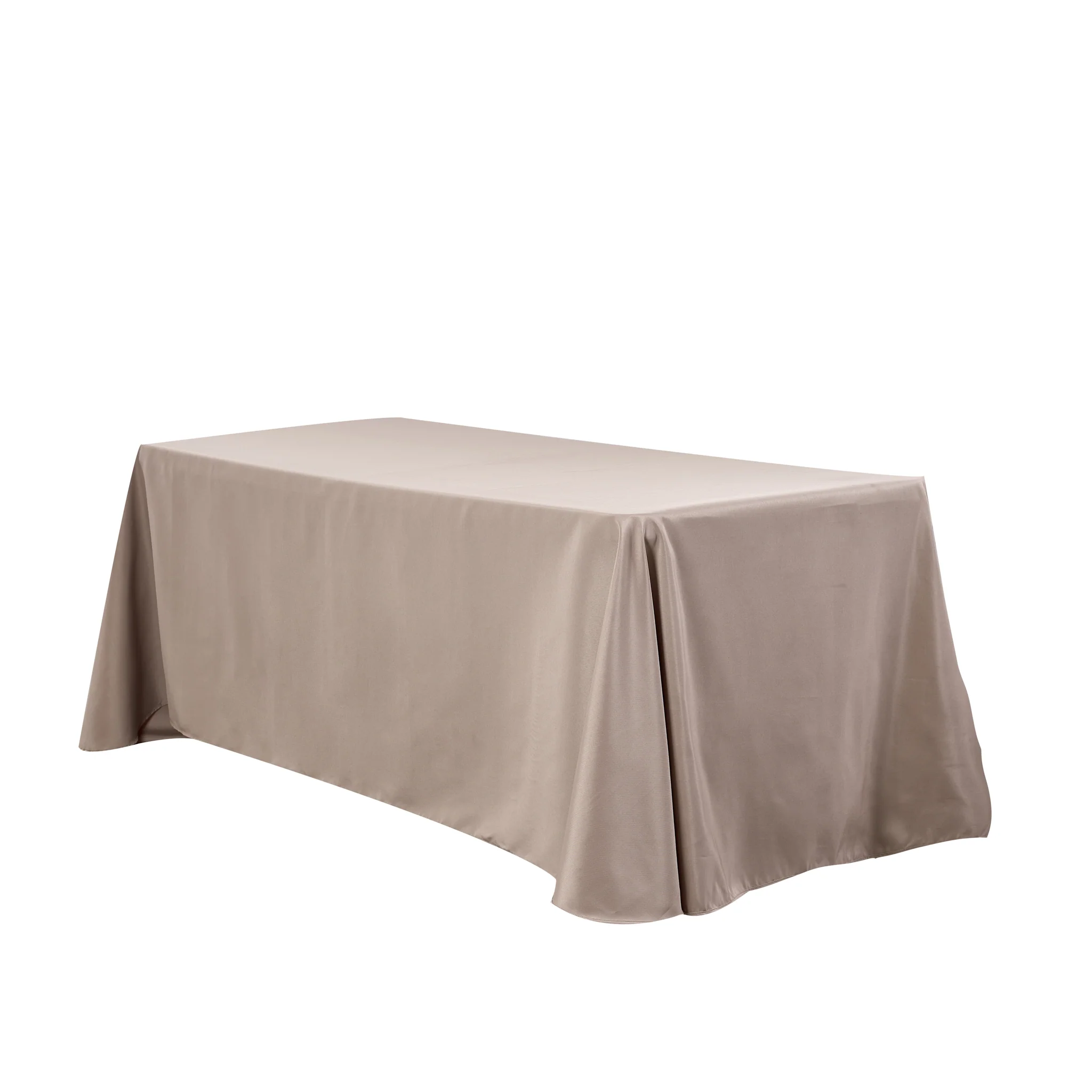 90"x156" Rectangular Oblong Premium Polyester Tablecloth - Taupe - Image 2