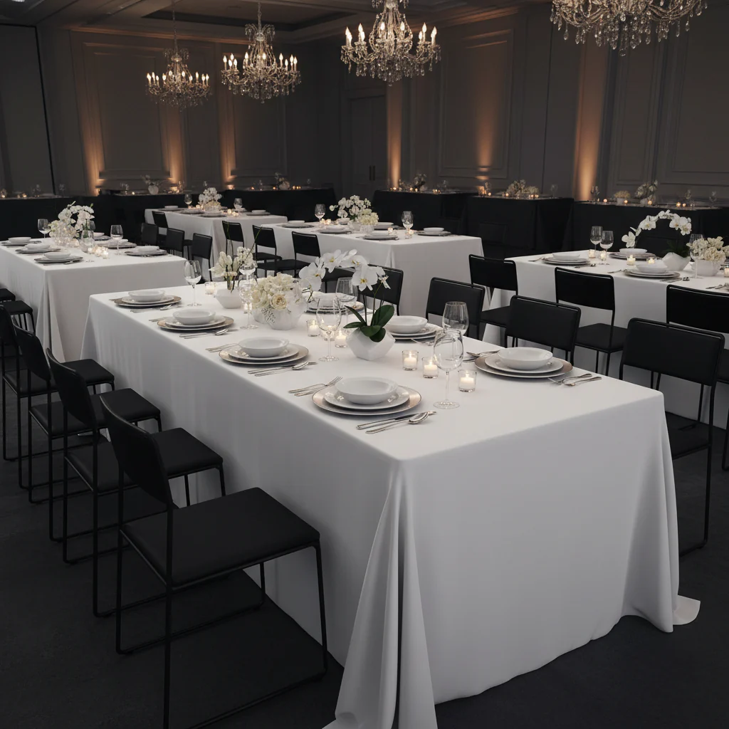 90"x156" Rectangular Oblong Premium Polyester Tablecloth - White - Image 5