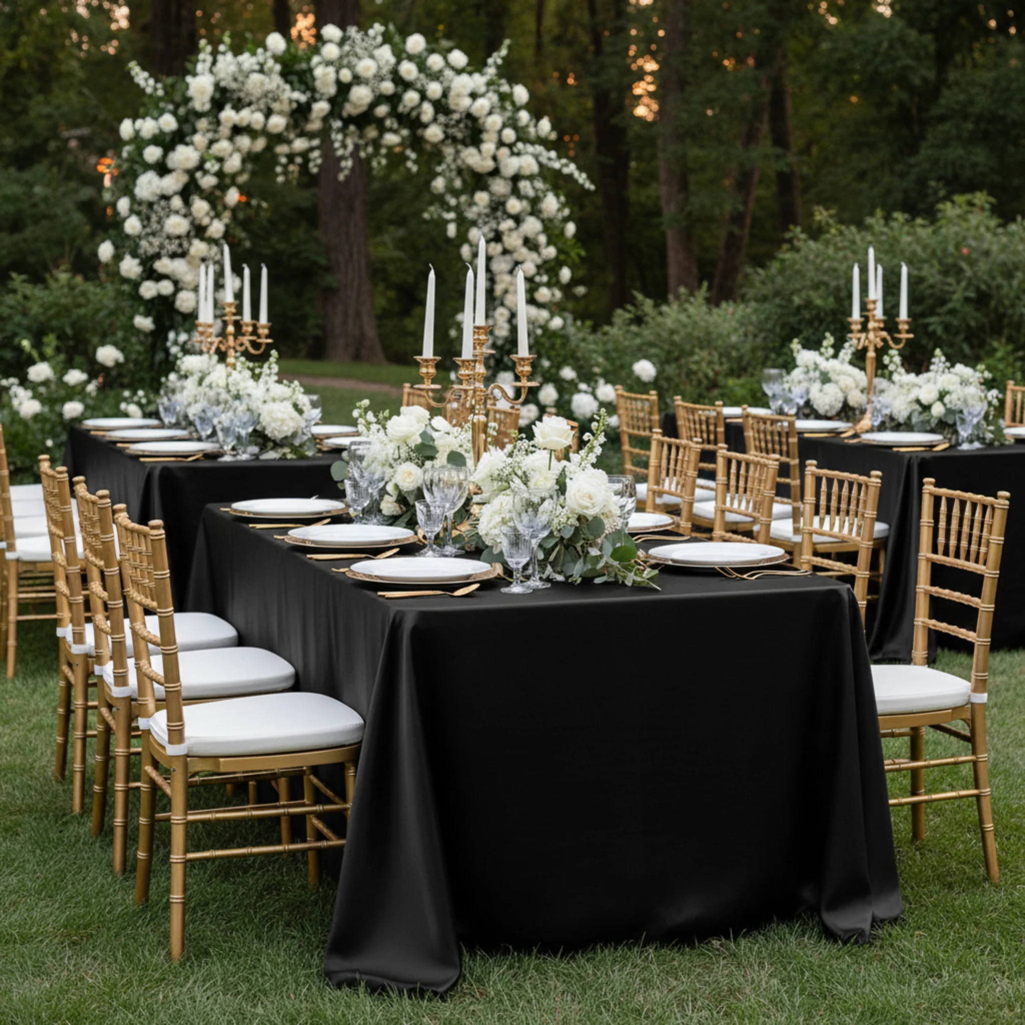 90"x156" Rectangular Satin Tablecloth - Black - Image 3