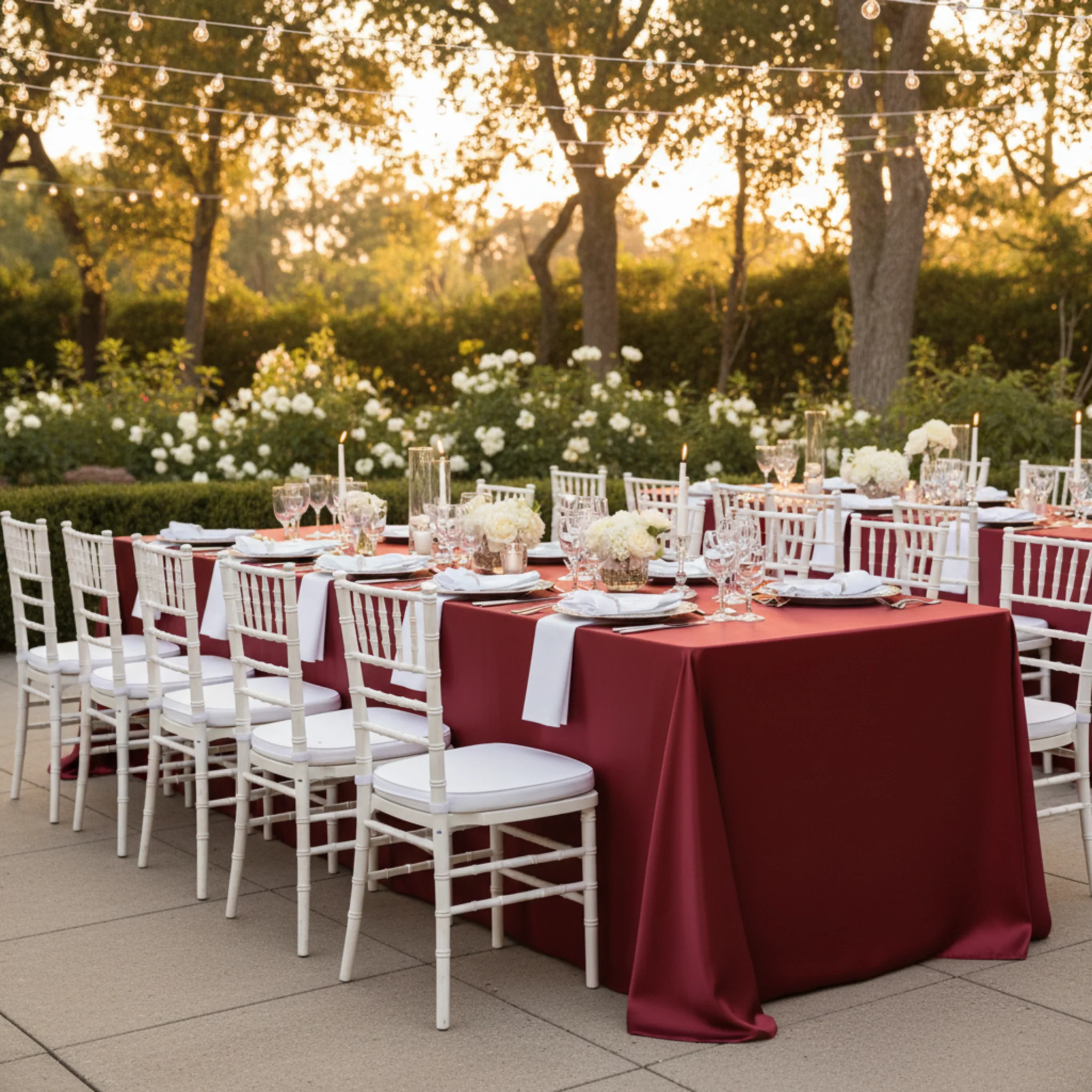 90"x156" Rectangular Satin Tablecloth - Burgundy - Image 3