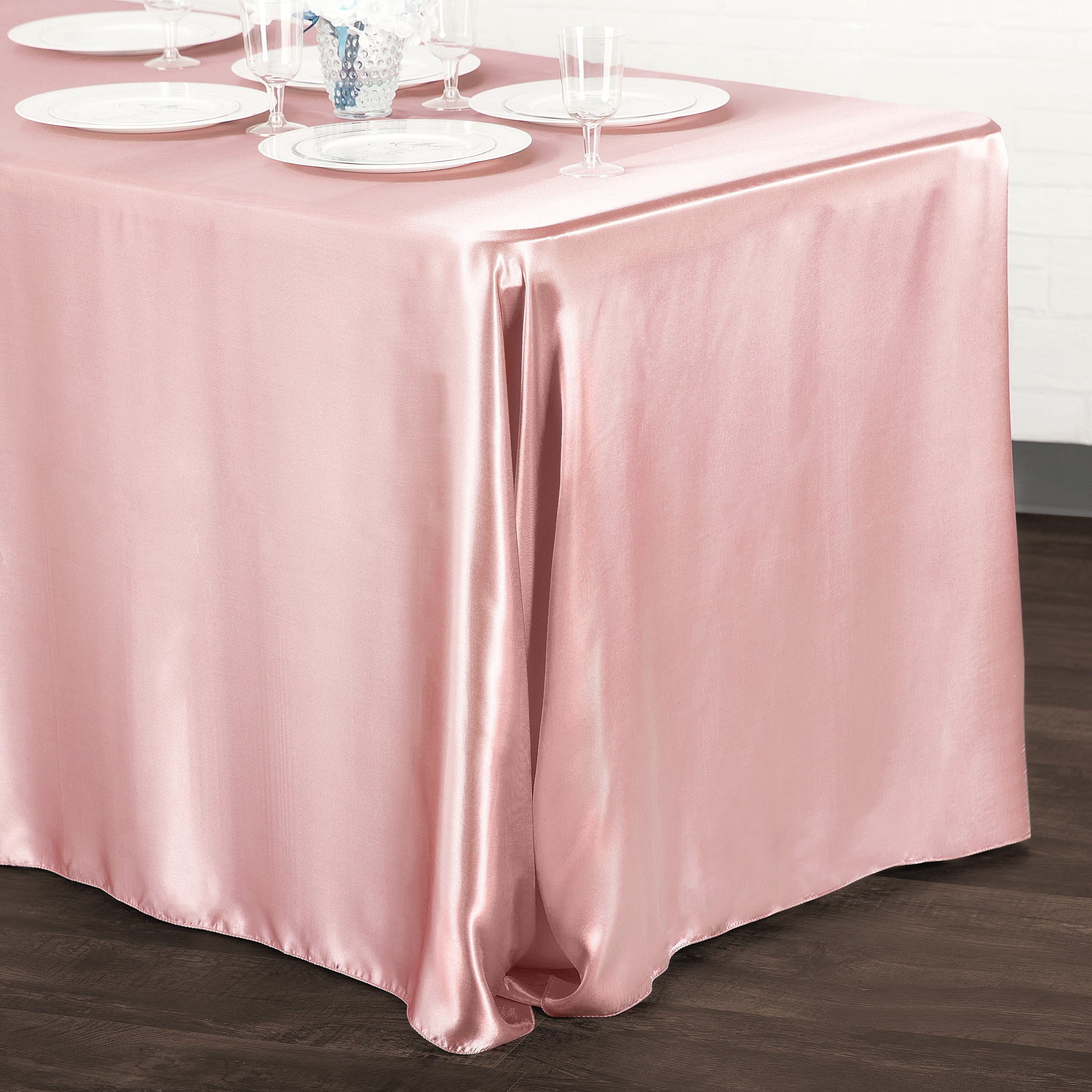 90"x156" Rectangular Satin Tablecloth - Dusty Rose/Mauve - Image 2