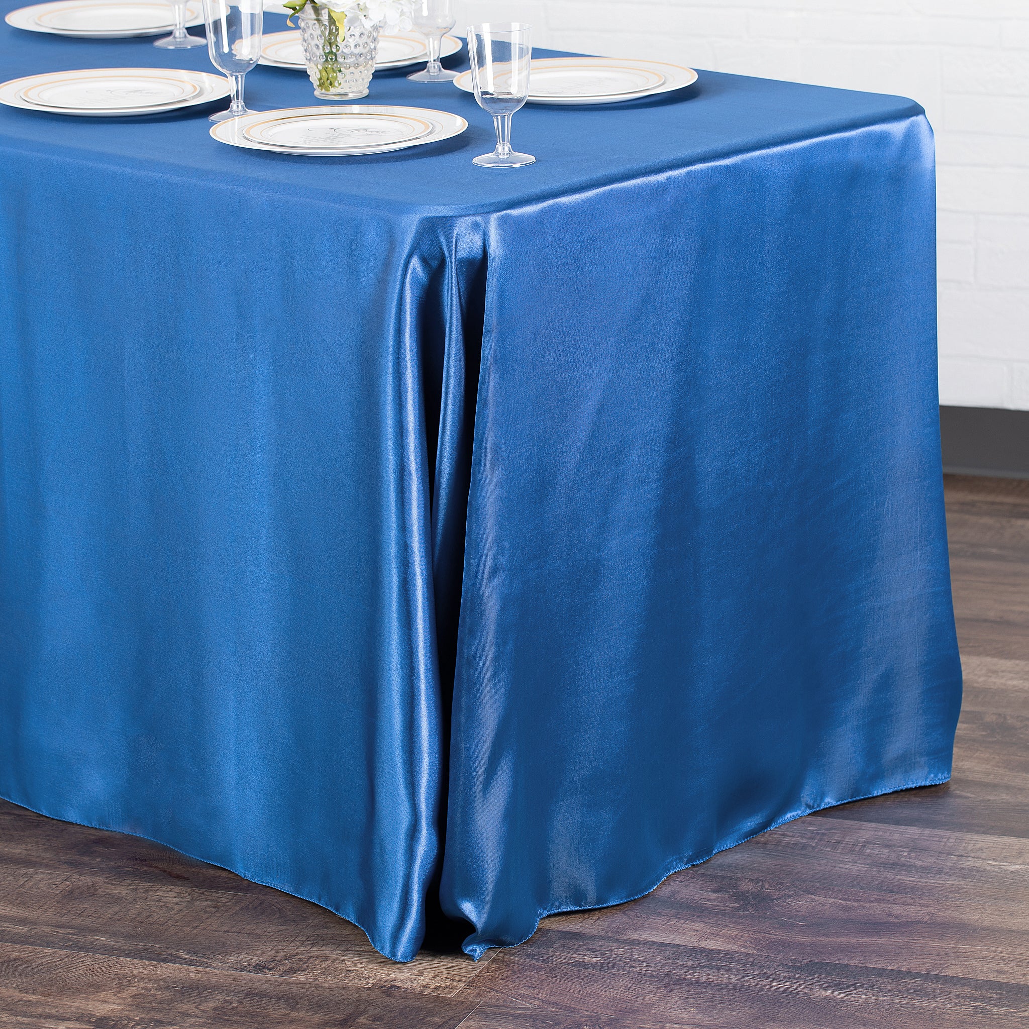 90"x156" Rectangular Satin Tablecloth - Royal Blue - Image 2