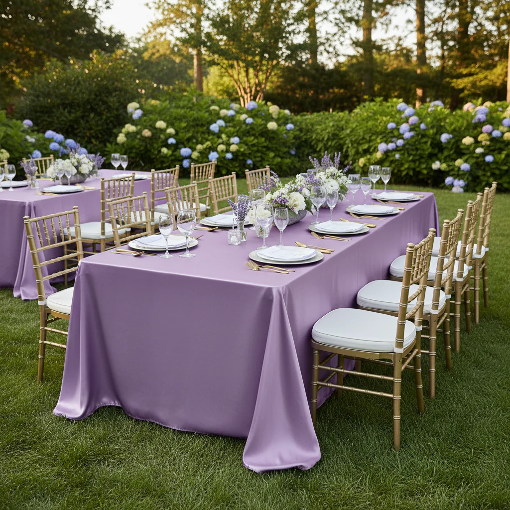 90"x156" Rectangular Satin Tablecloth - Victorian Lilac/Wisteria