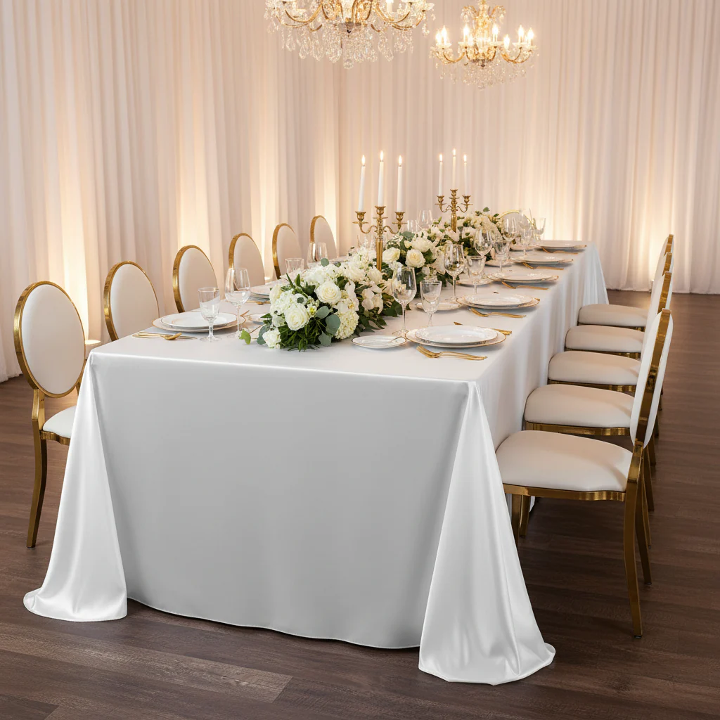 90"x156" Rectangular Satin Tablecloth - White - Image 2
