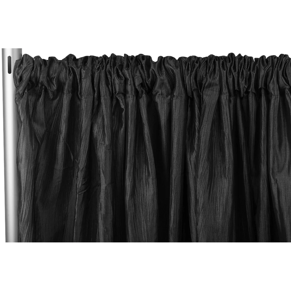 Accordion Crinkle Taffeta 10ft H x 54" W Drape/Backdrop Panel - Black