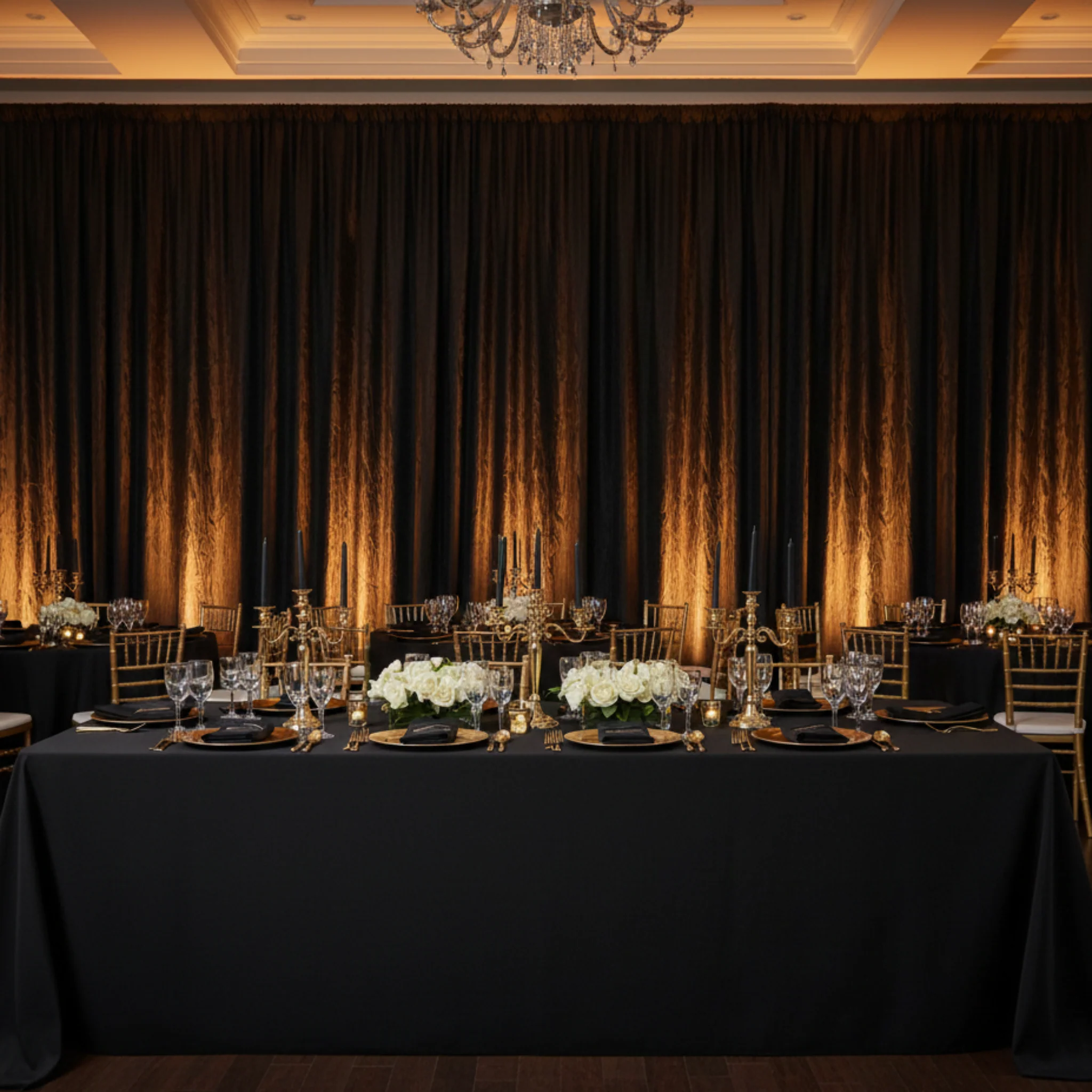 Accordion Crinkle Taffeta 10ft H x 54" W Drape/Backdrop Panel - Black - Image 2