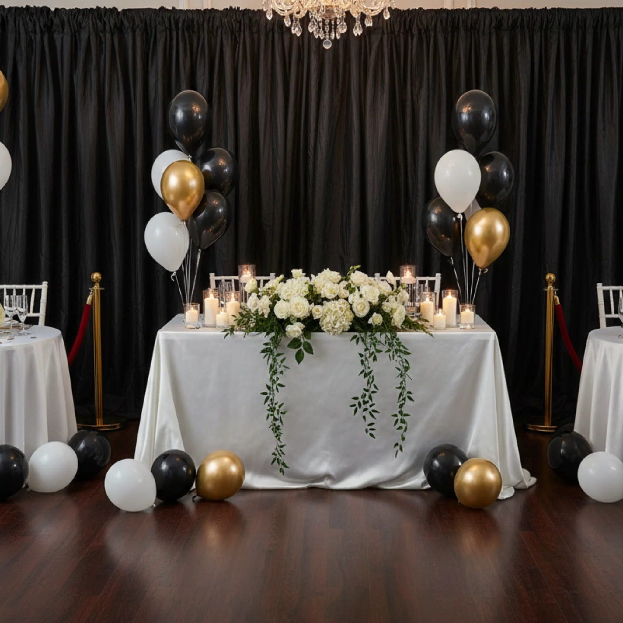 Accordion Crinkle Taffeta 10ft H x 54" W Drape/Backdrop Panel - Black - Image 3