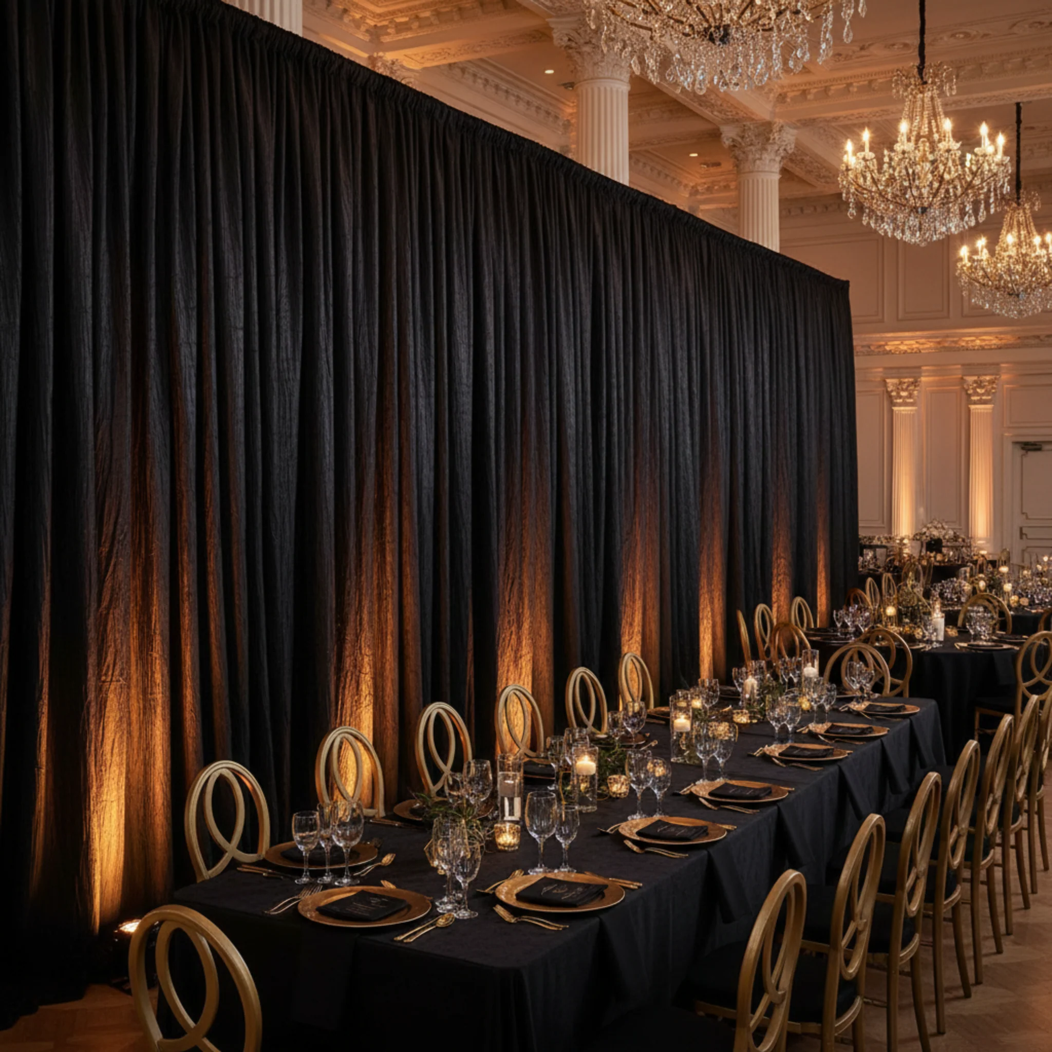 Accordion Crinkle Taffeta 10ft H x 54" W Drape/Backdrop Panel - Black - Image 4