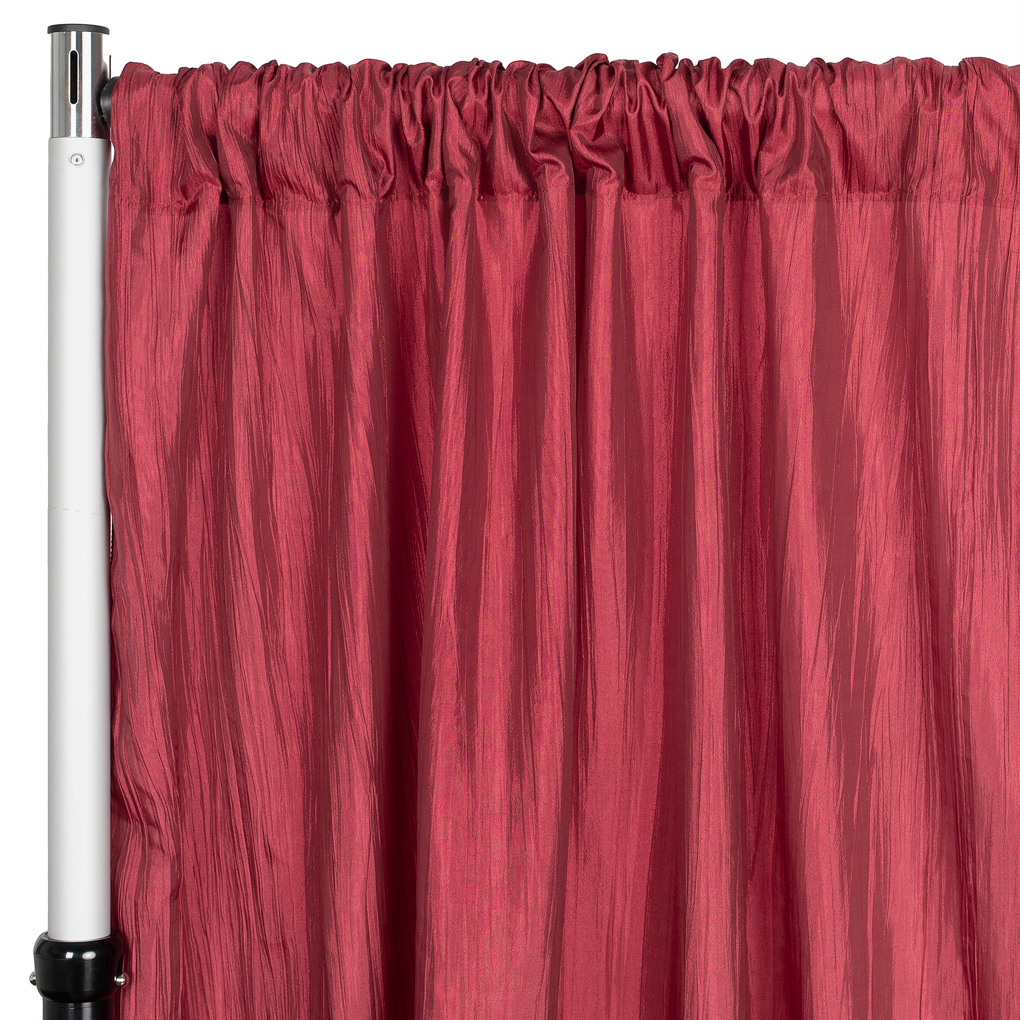 Accordion Crinkle Taffeta 10ft H x 54" W Drape/Backdrop Panel - Burgundy