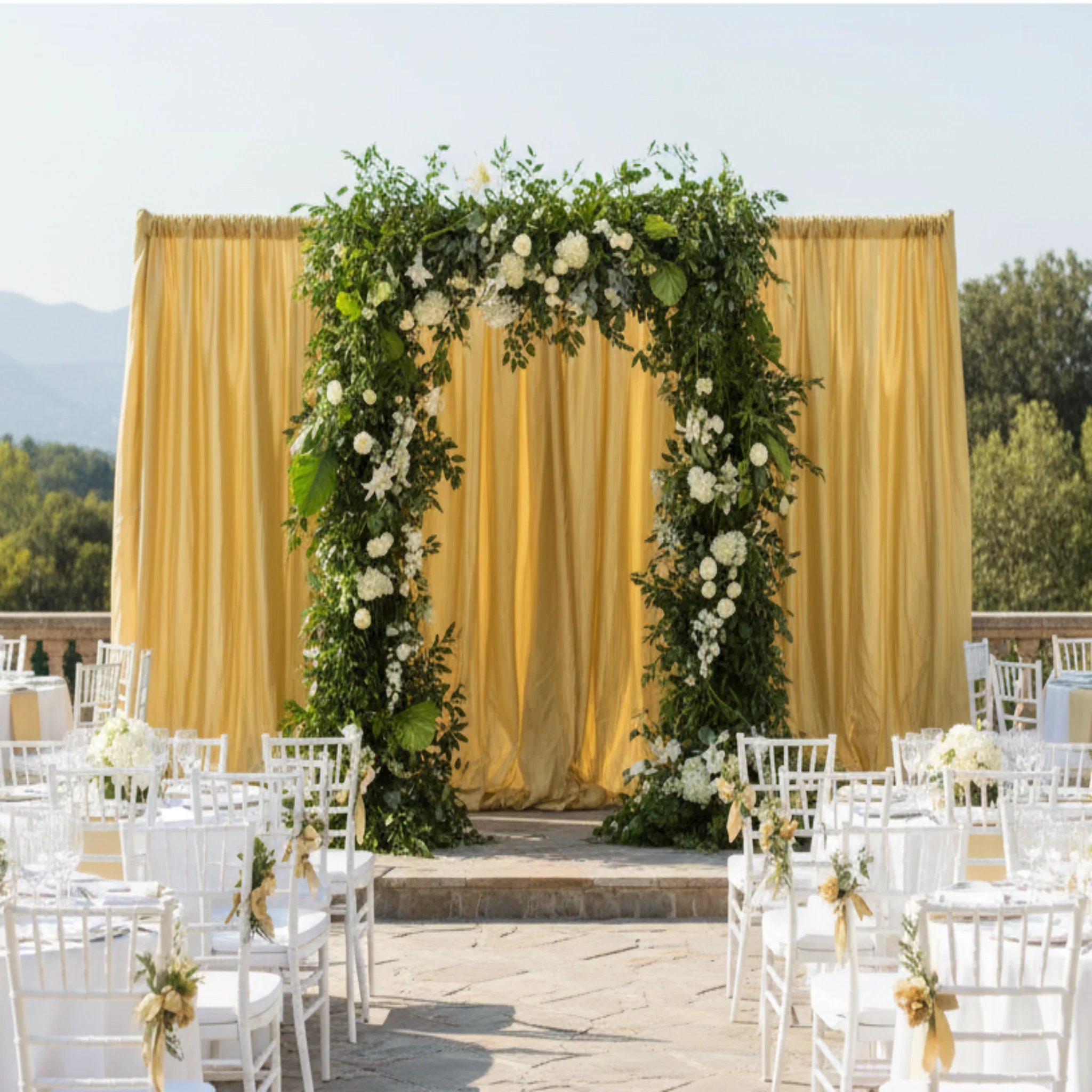 Accordion Crinkle Taffeta 10ft H x 54" W Drape/Backdrop Panel - Gold - Image 2