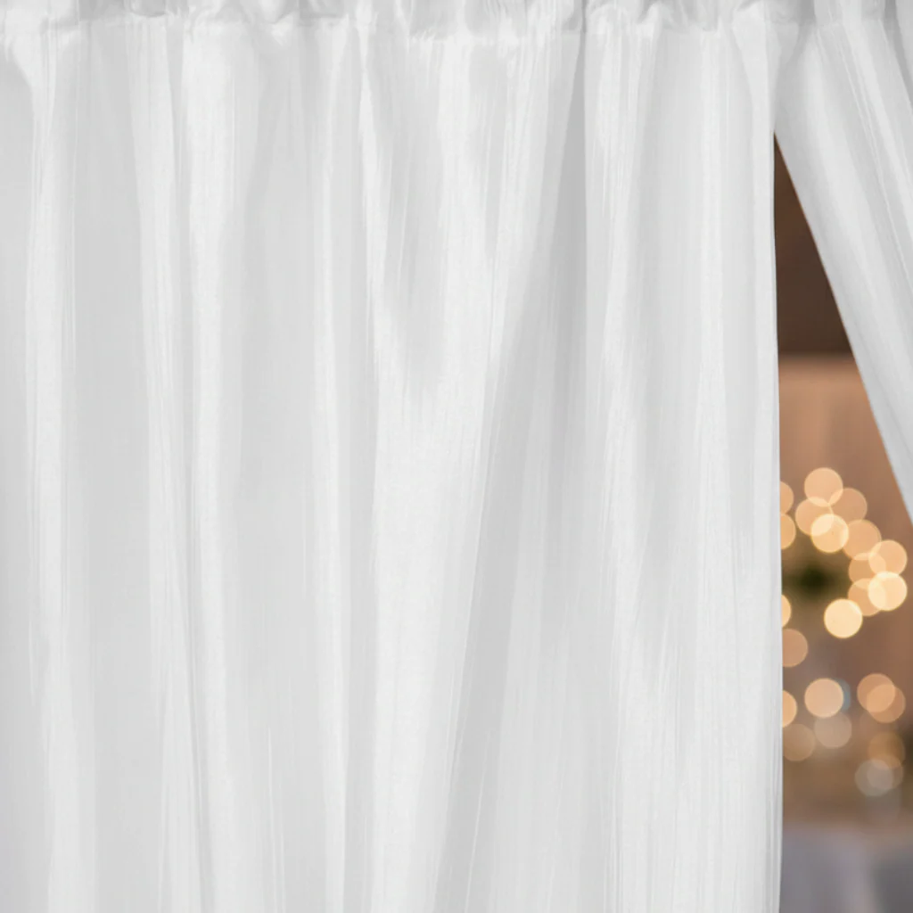 Accordion Crinkle Taffeta 10ft H x 54" W Drape/Backdrop Panel - White - Image 2