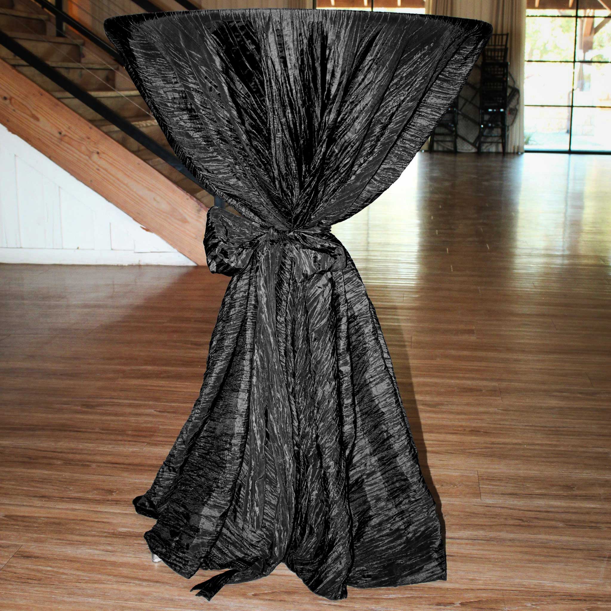 Accordion Crinkle Taffeta 120" Round Tablecloth - Black - Image 5