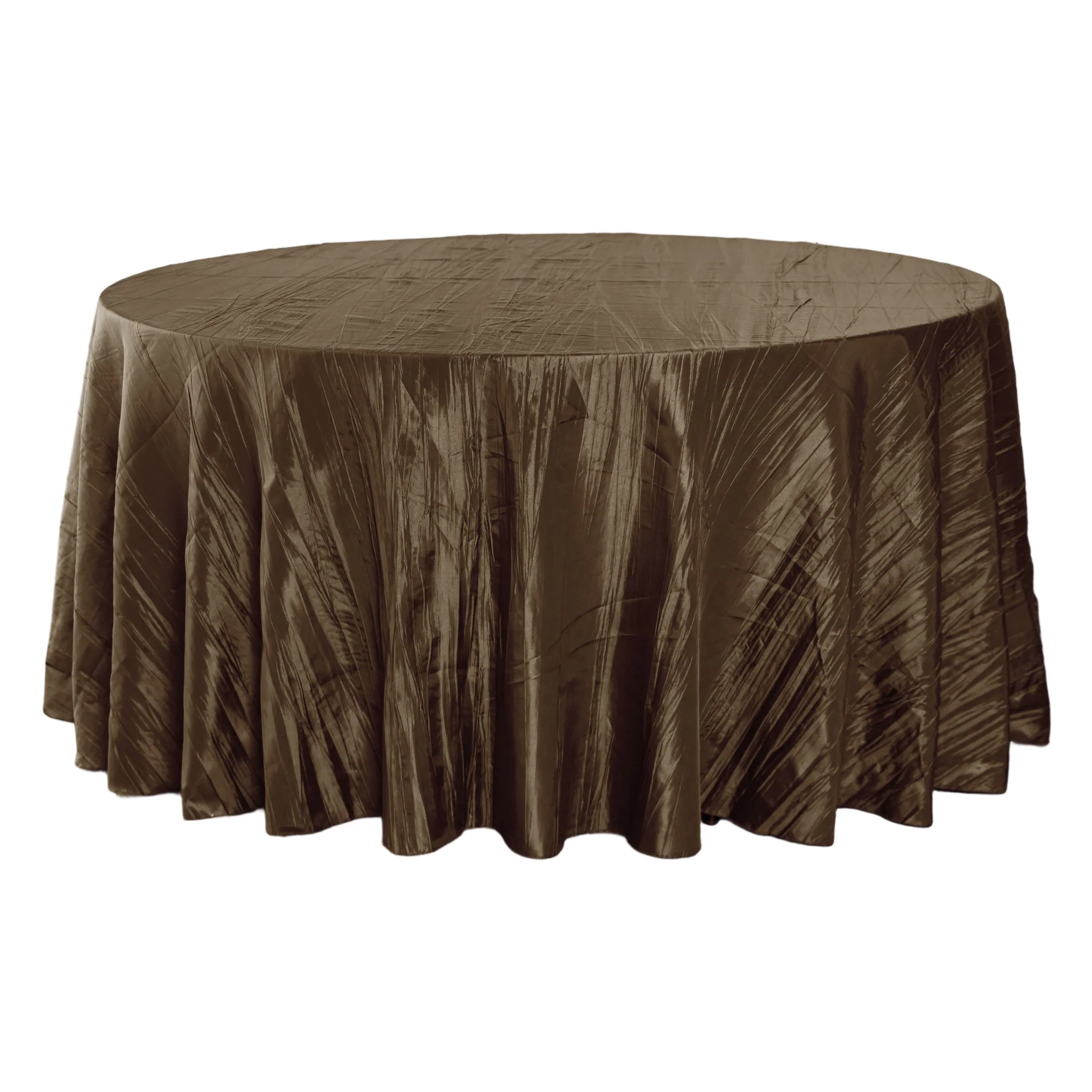 Accordion Crinkle Taffeta 120" Round Tablecloth - Chocolate
