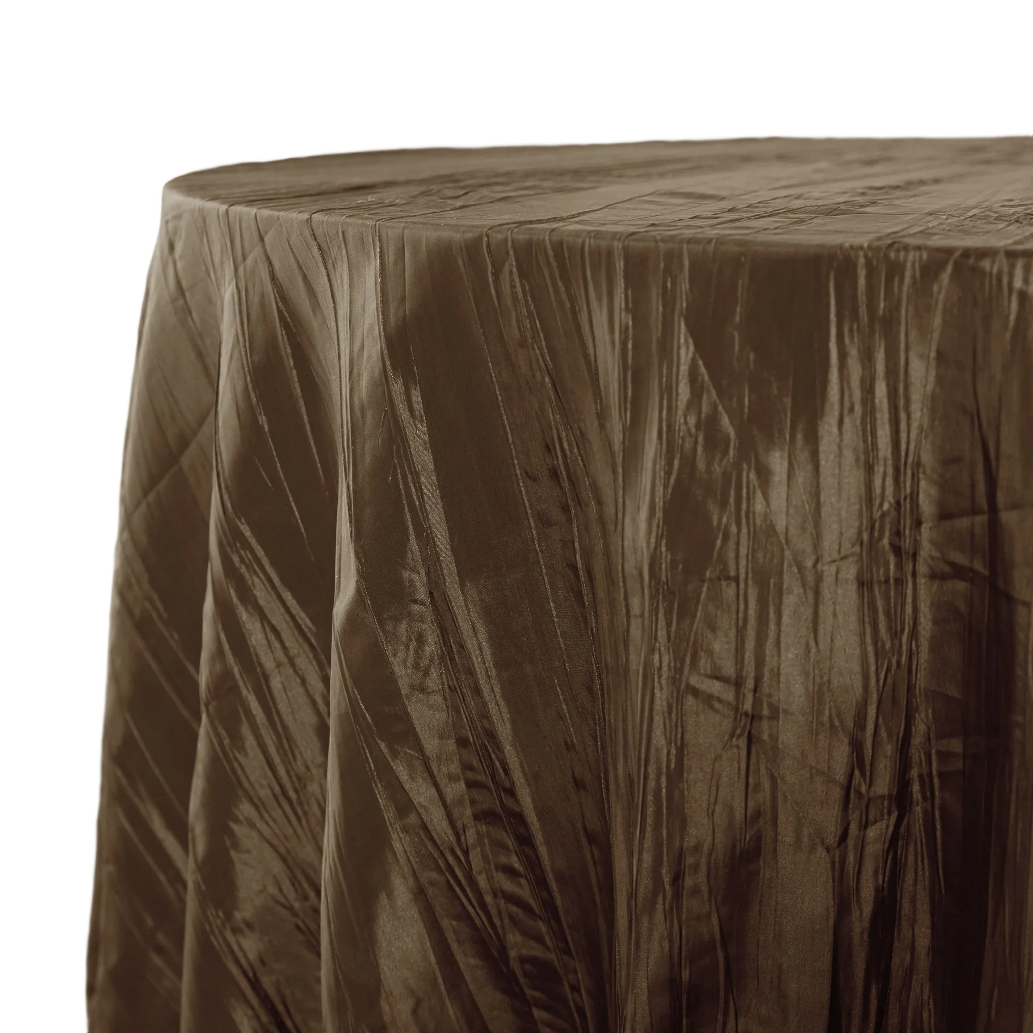Accordion Crinkle Taffeta 120" Round Tablecloth - Chocolate - Image 4