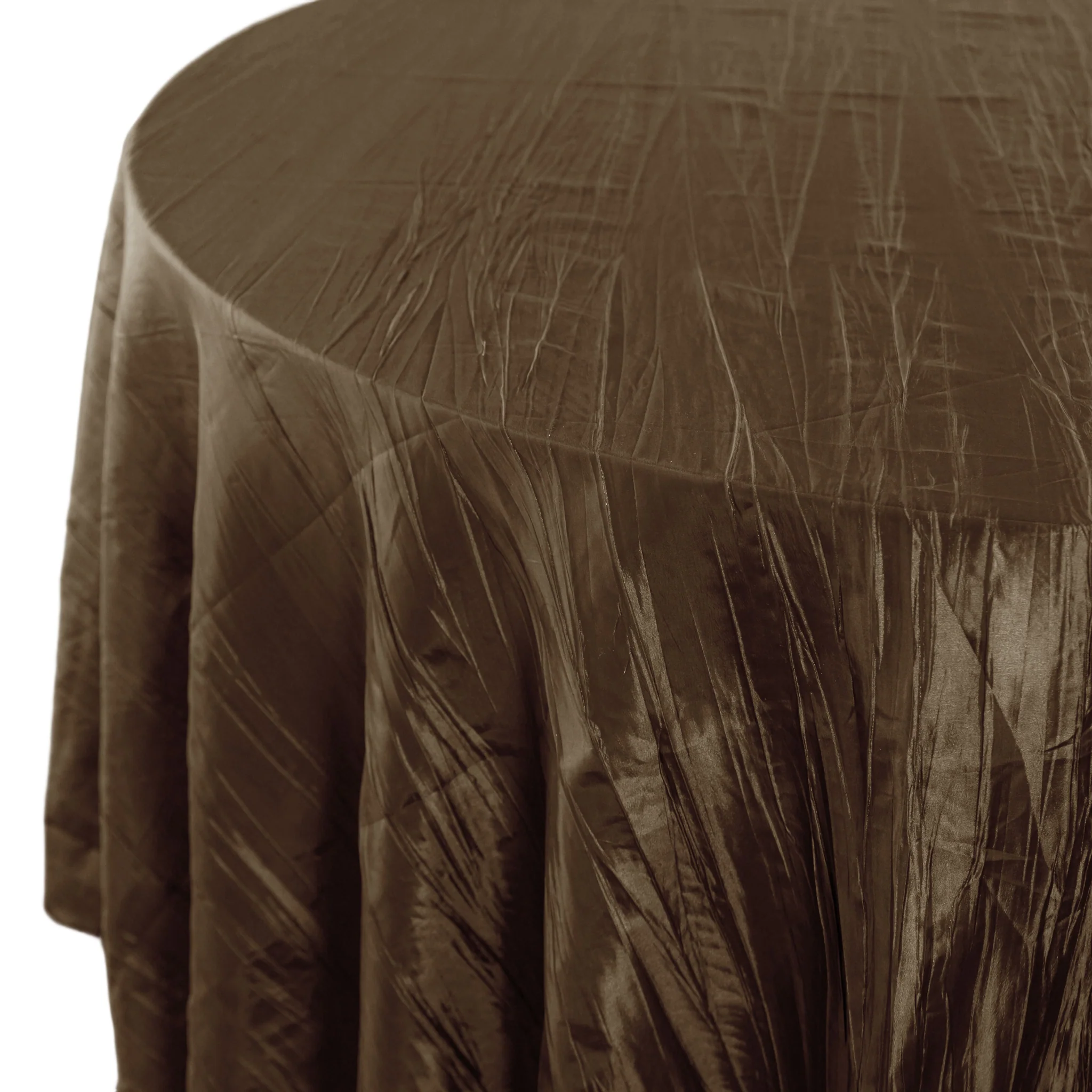 Accordion Crinkle Taffeta 120" Round Tablecloth - Chocolate - Image 7