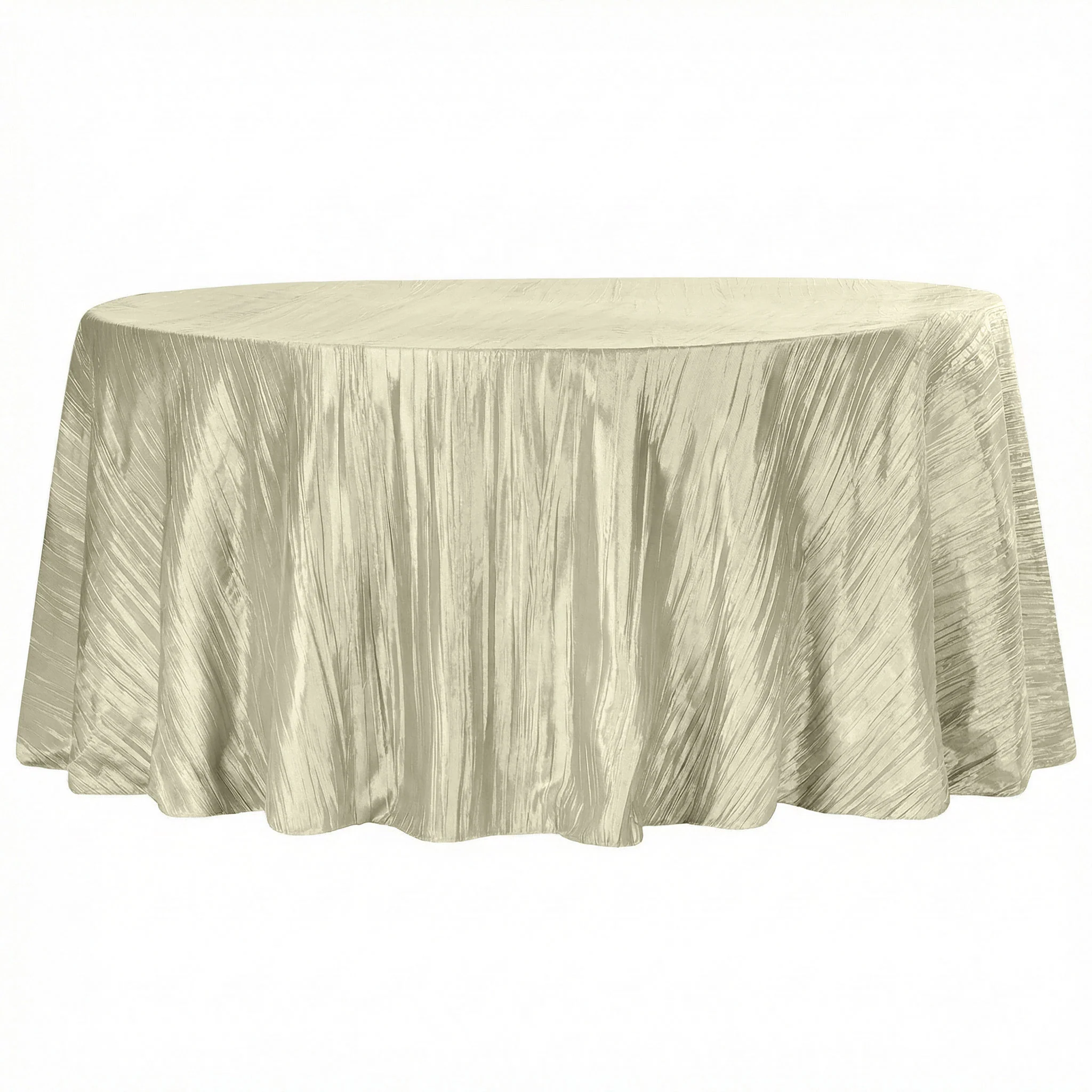 Accordion Crinkle Taffeta 120" Round Tablecloth - Greenish Ivory