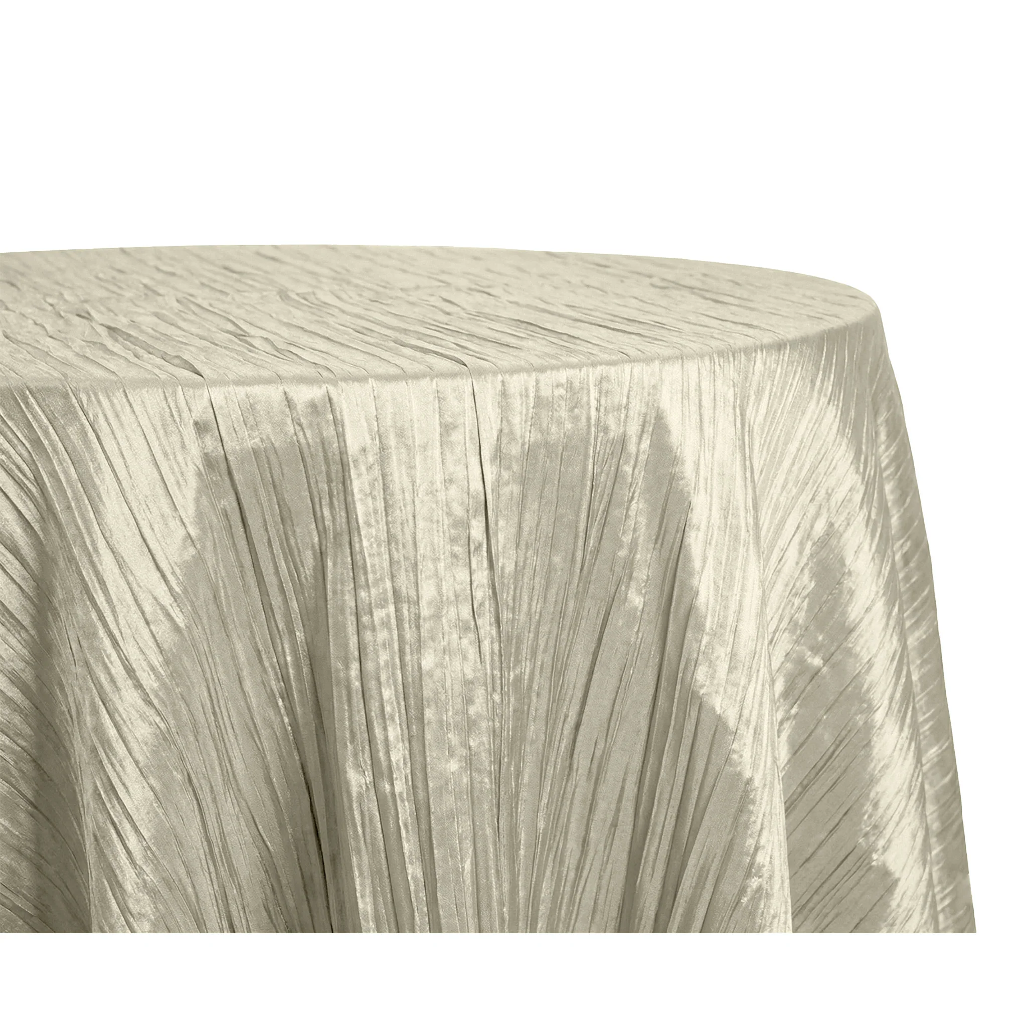 Accordion Crinkle Taffeta 120" Round Tablecloth - Greenish Ivory - Image 3