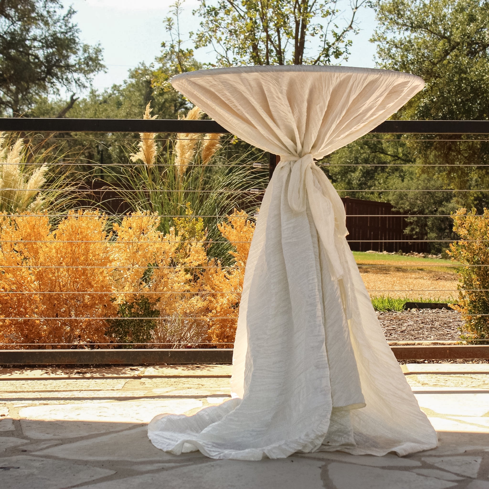 Accordion Crinkle Taffeta 120" Round Tablecloth - Ivory - Image 6