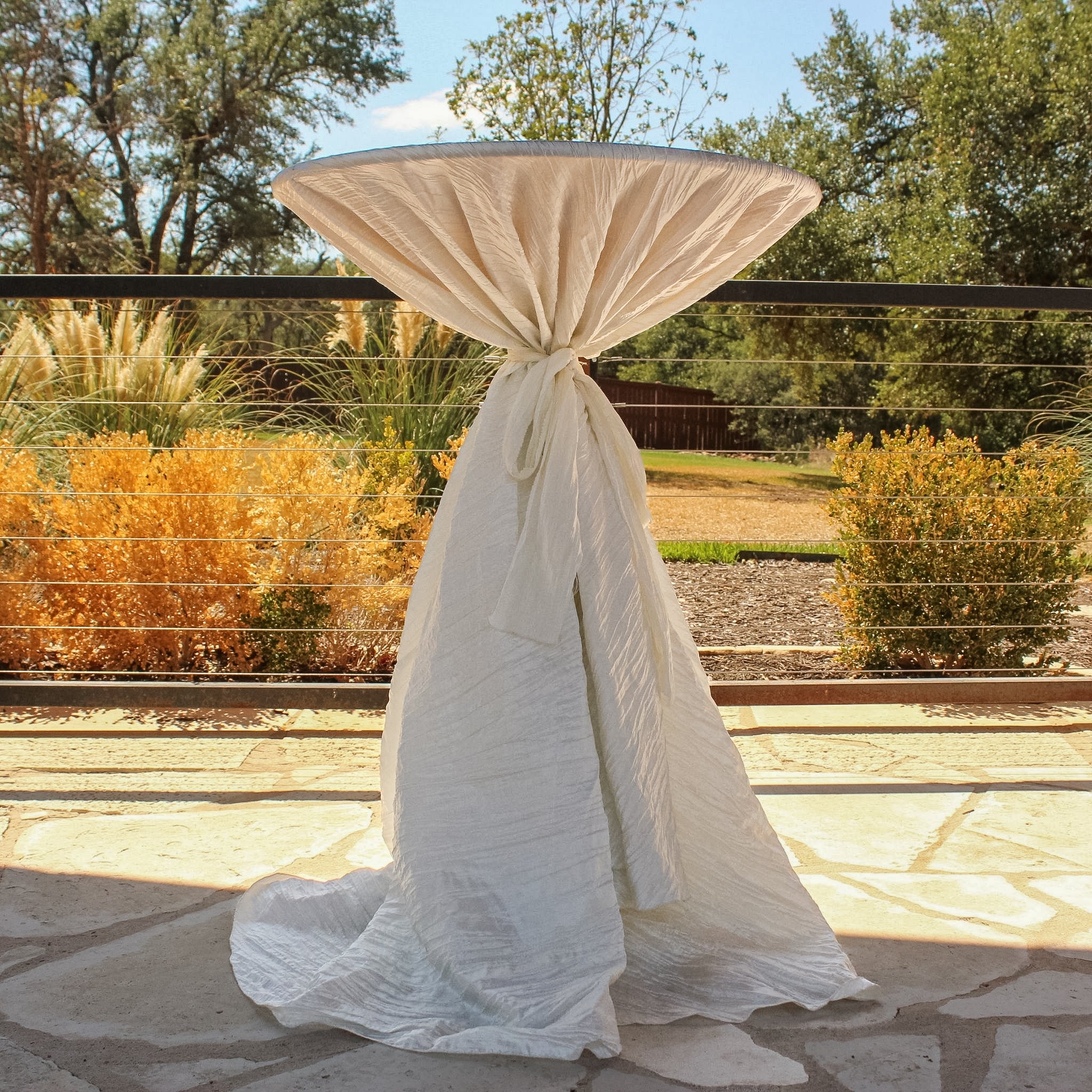 Accordion Crinkle Taffeta 120" Round Tablecloth - Ivory - Image 7