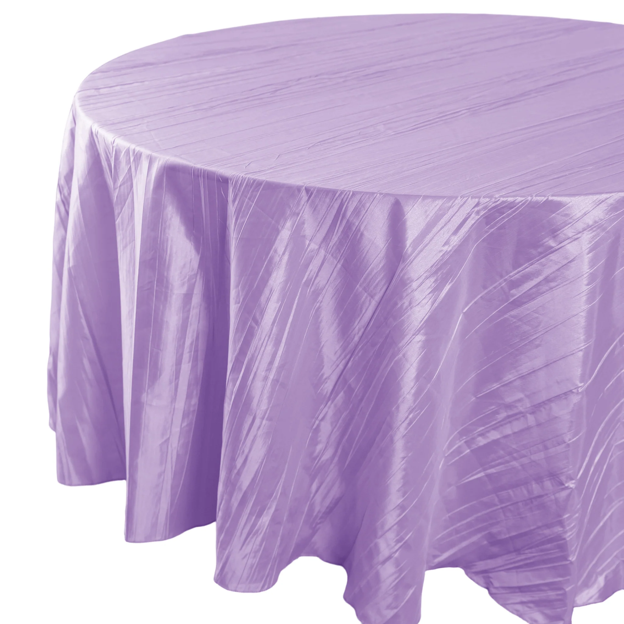 Accordion Crinkle Taffeta 120" Round Tablecloth - Lavender - Image 4