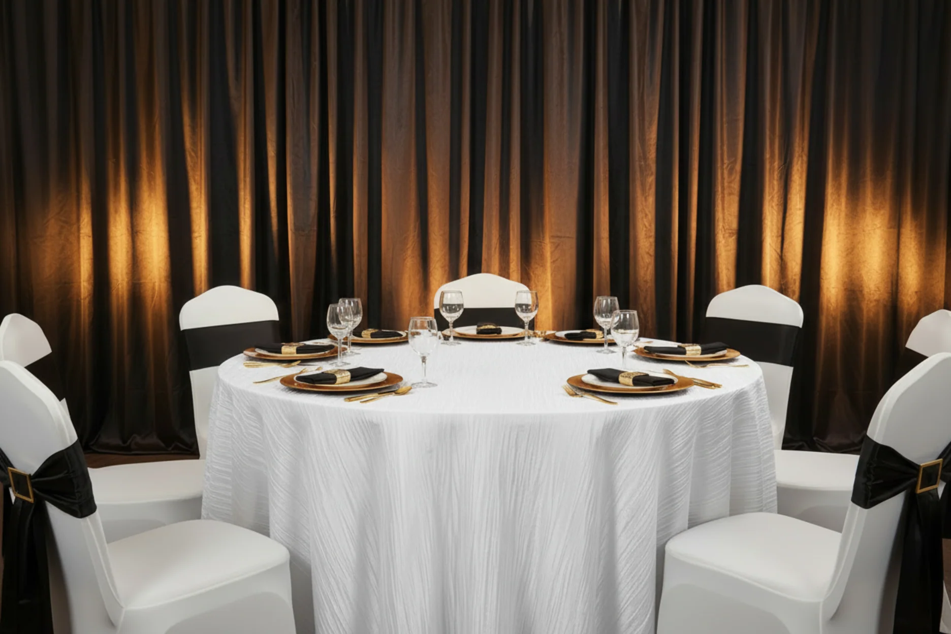 Accordion Crinkle Taffeta 120" Round Tablecloth - White - Image 4