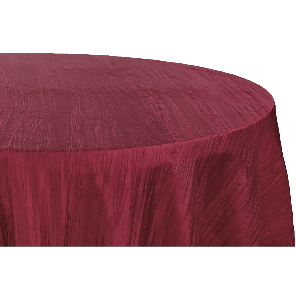 Accordion Crinkle Taffeta 132" Round Tablecloth - Burgundy - Image 2