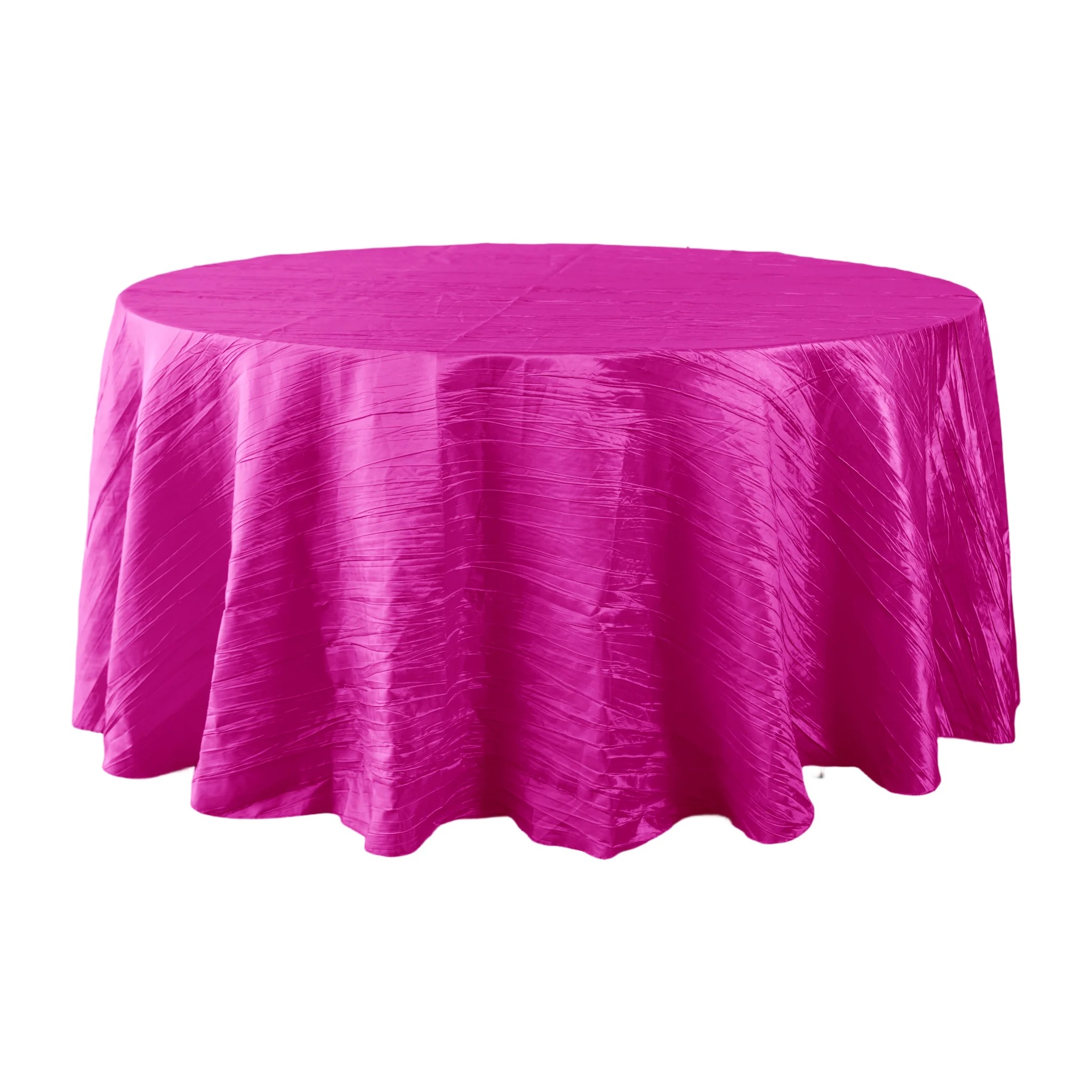 Accordion Crinkle Taffeta 120" Round Tablecloth - Fuchsia
