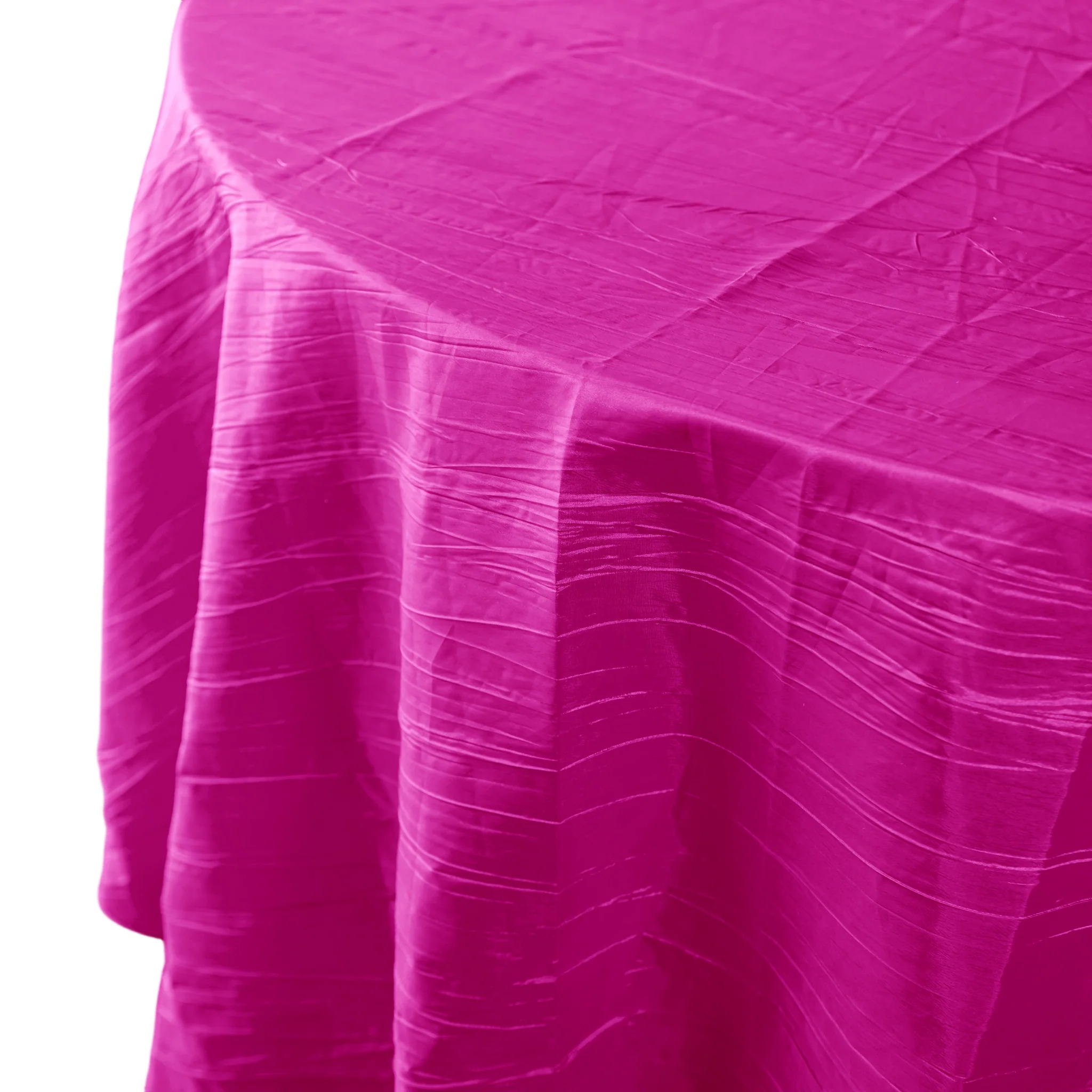 Accordion Crinkle Taffeta 120" Round Tablecloth - Fuchsia - Image 4
