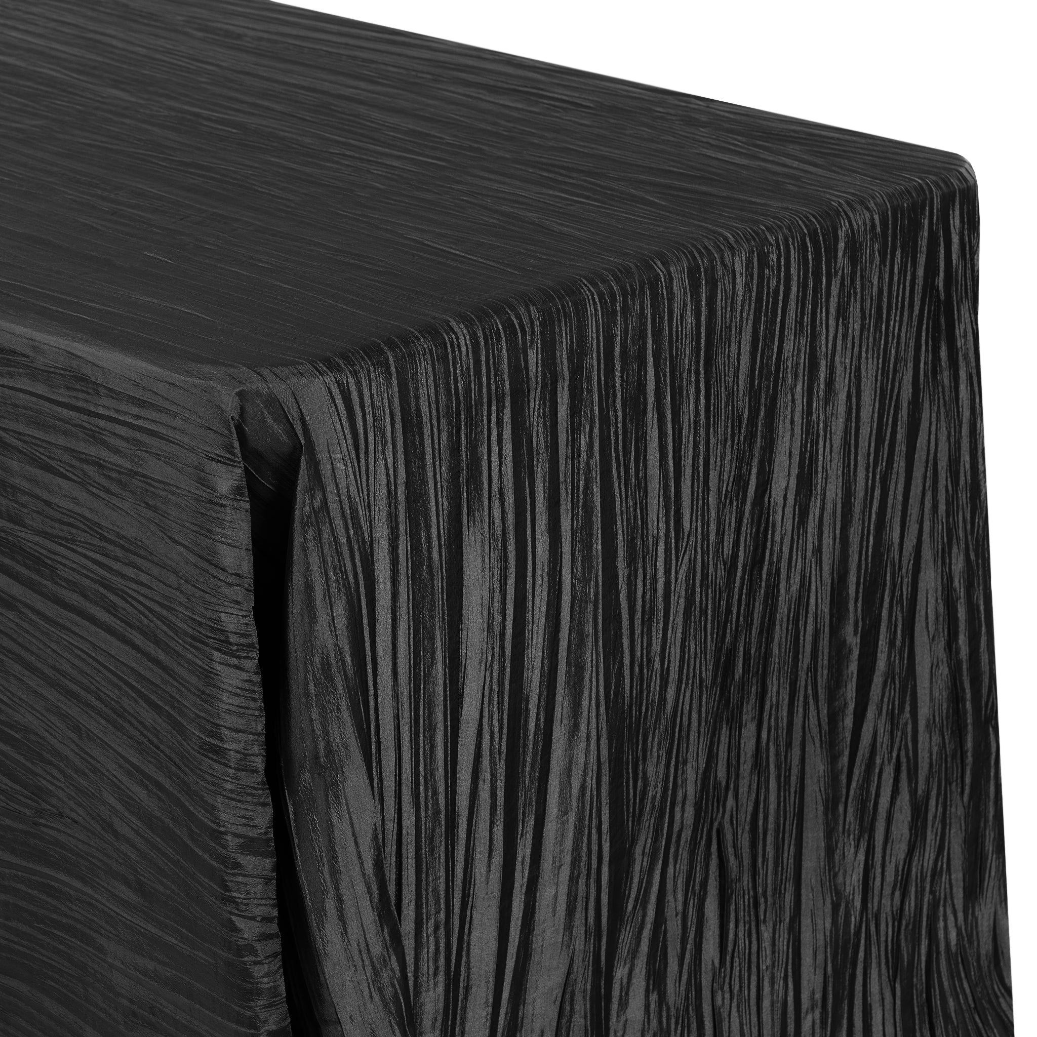 Accordion Crinkle Taffeta 90"x132" Rectangular Tablecloth - Black - Image 2