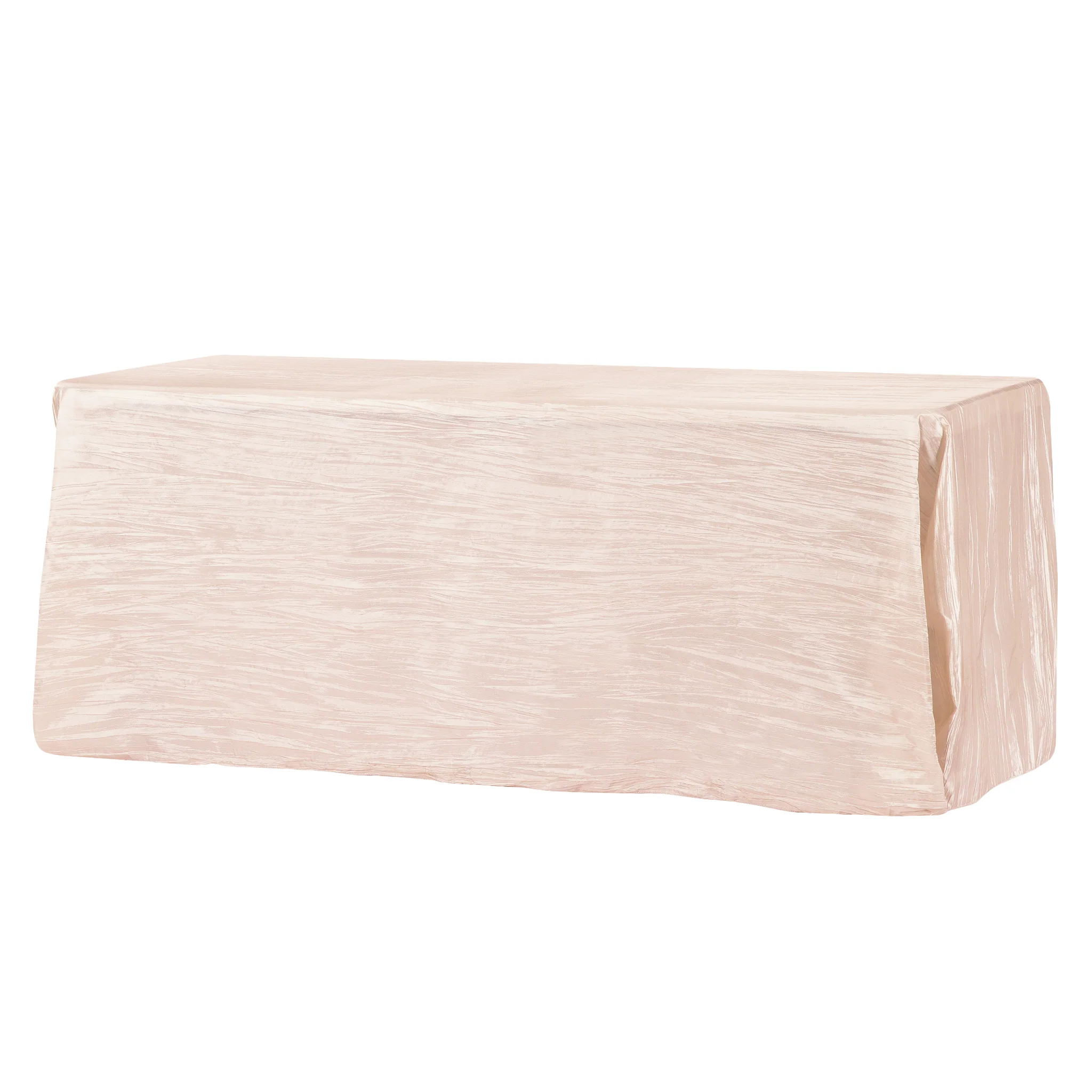 Accordion Crinkle Taffeta 90"x132" Rectangular Tablecloth - Blush/Rose Gold