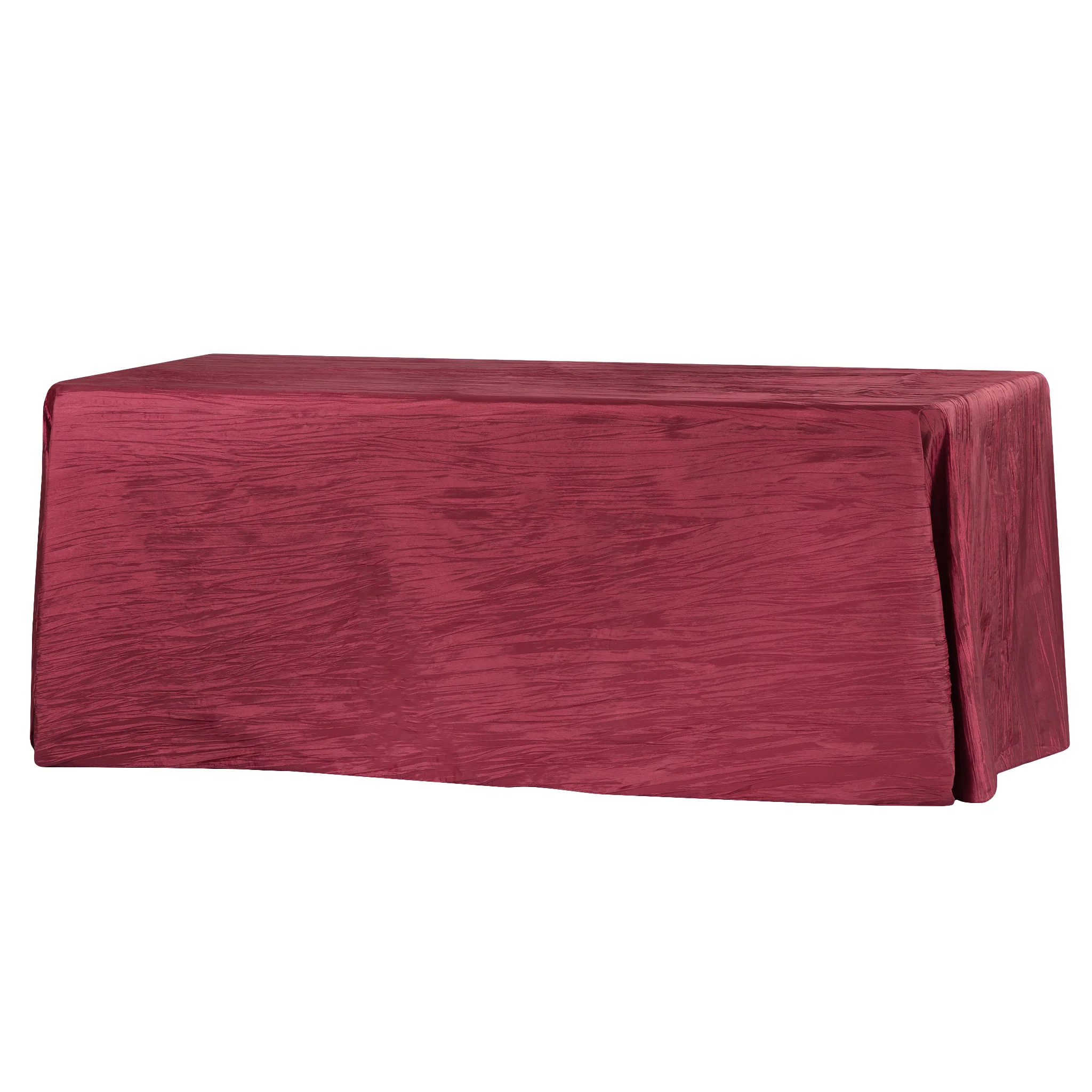 Accordion Crinkle Taffeta 90"x132" Rectangular Tablecloth - Burgundy - Image 2
