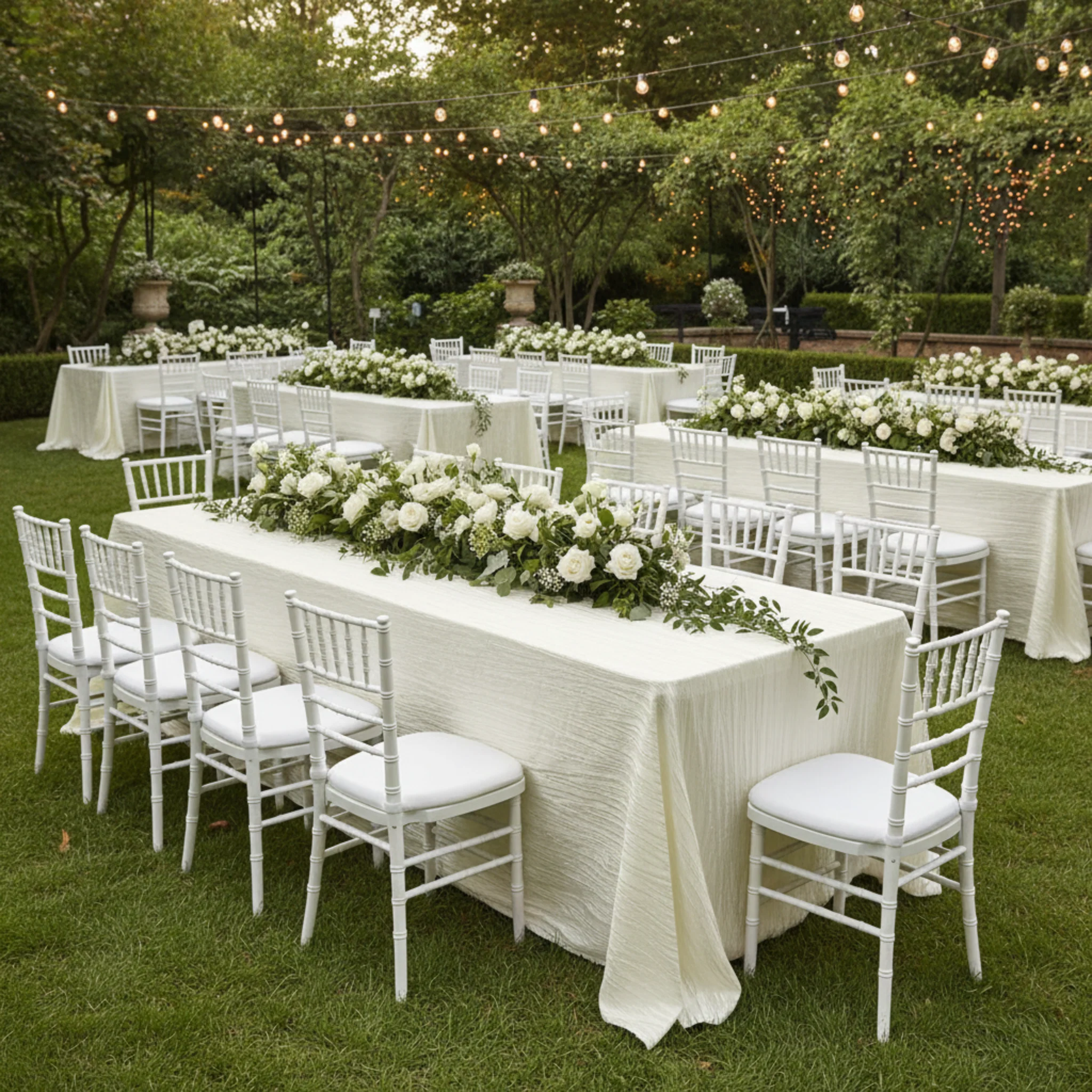 Accordion Crinkle Taffeta 90"x132" Rectangular Tablecloth - Ivory - Image 2