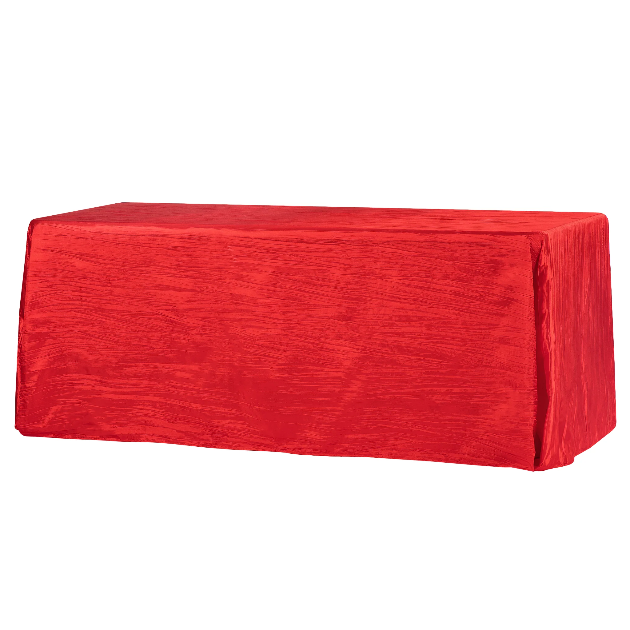Accordion Crinkle Taffeta 90"x132" Rectangular Tablecloth - Red - Image 2