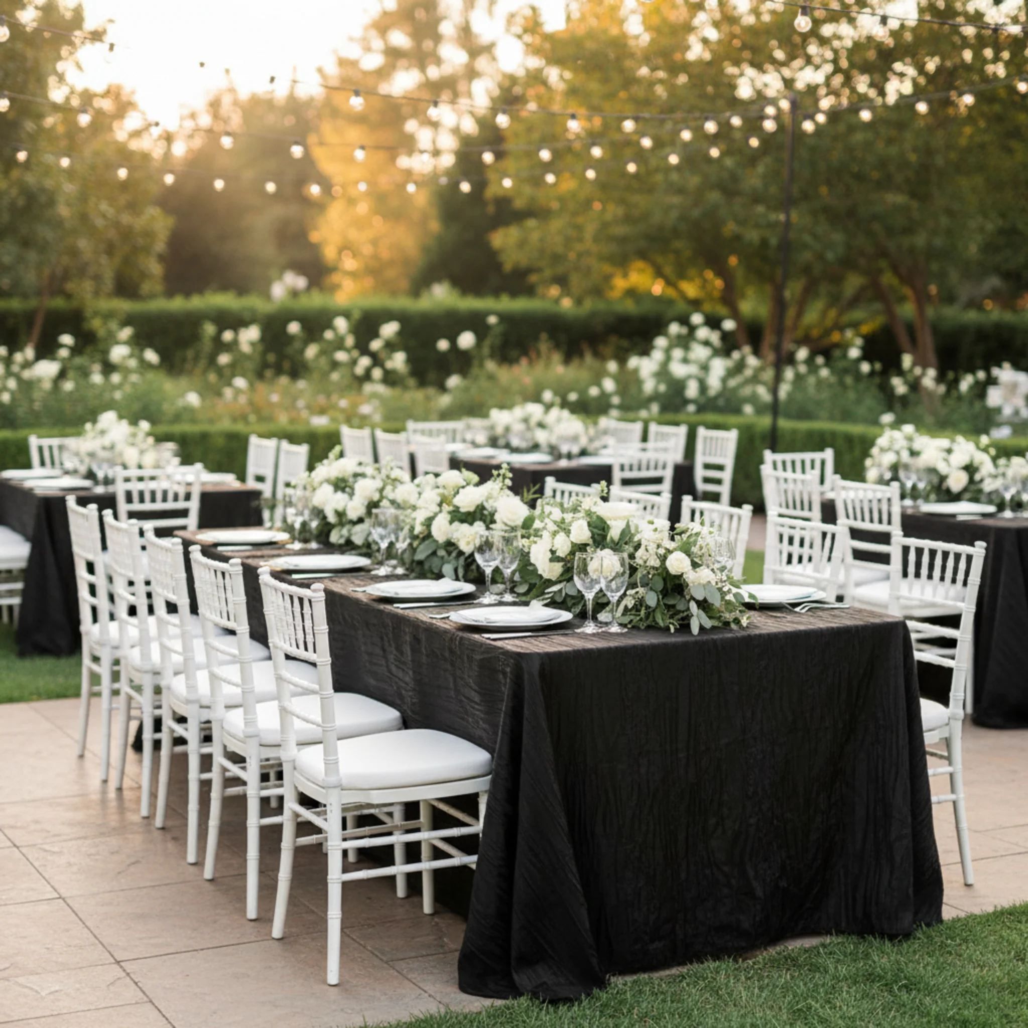 Accordion Crinkle Taffeta 90"x156" Rectangular Tablecloth - Black - Image 3