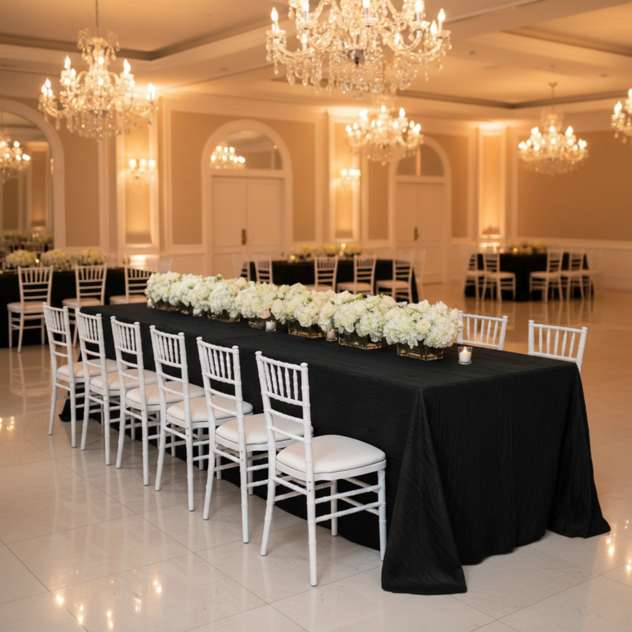 Accordion Crinkle Taffeta 90"x156" Rectangular Tablecloth - Black - Image 4