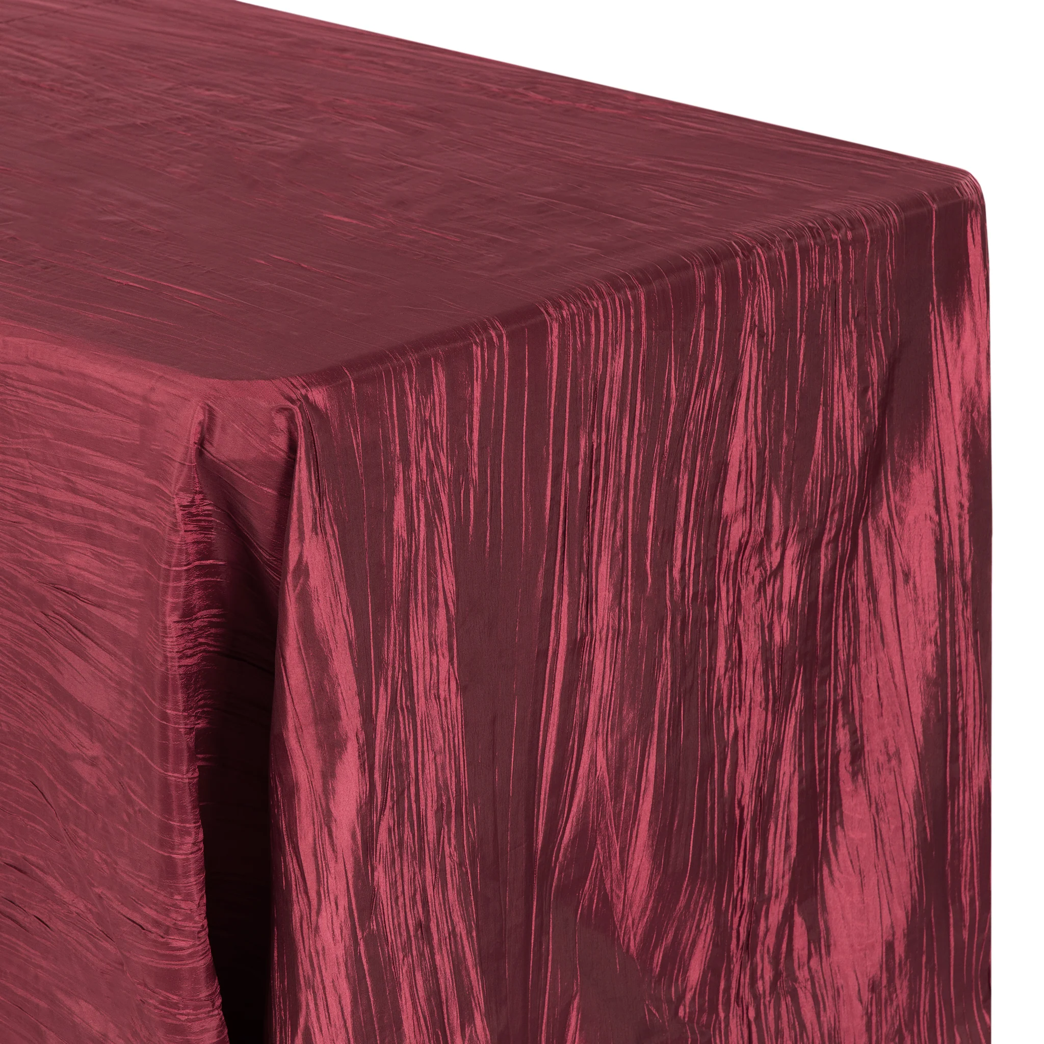 Accordion Crinkle Taffeta 90"x156" Rectangular Tablecloth - Burgundy - Image 2
