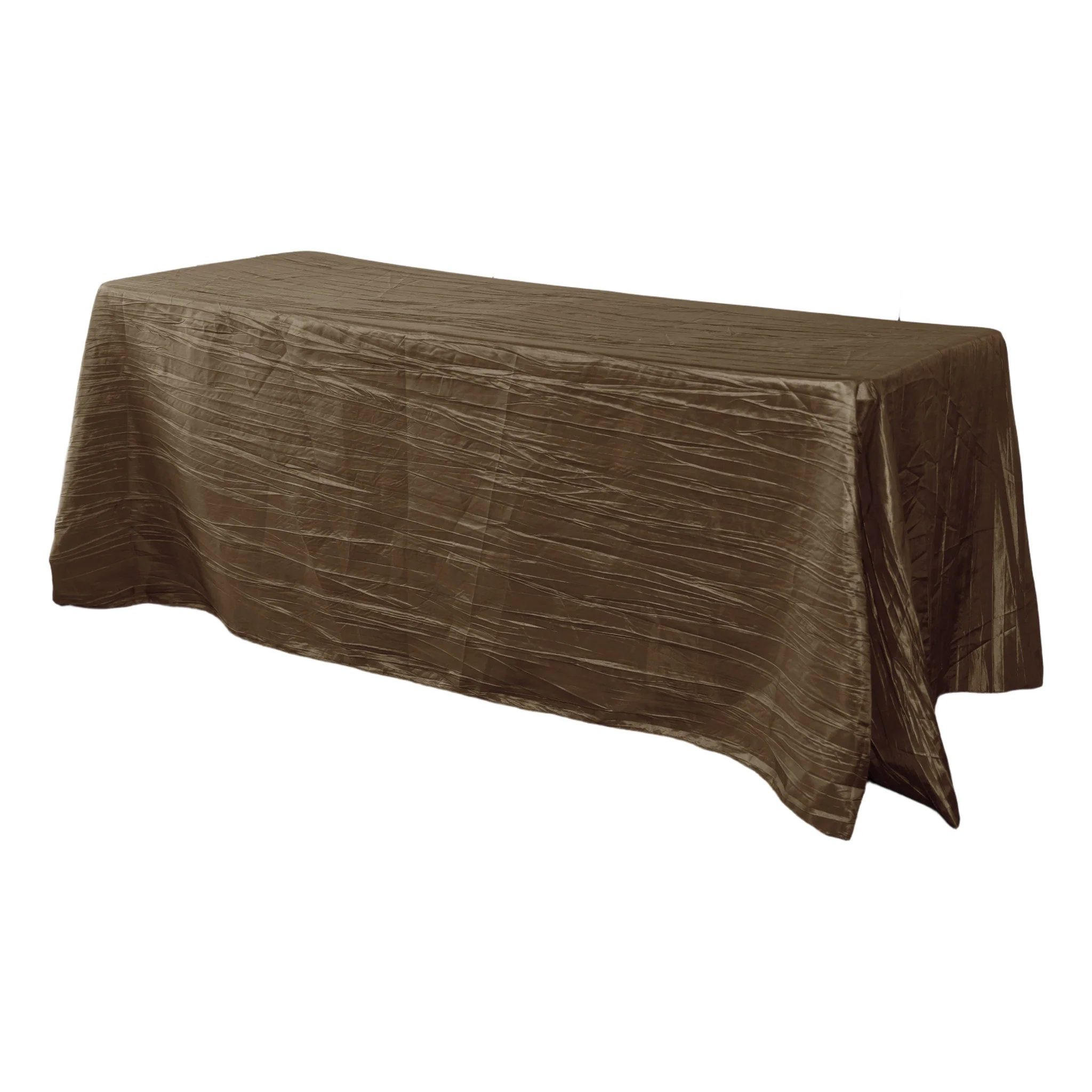 Accordion Crinkle Taffeta 90"x132" Rectangular Tablecloth - Chocolate - Image 8
