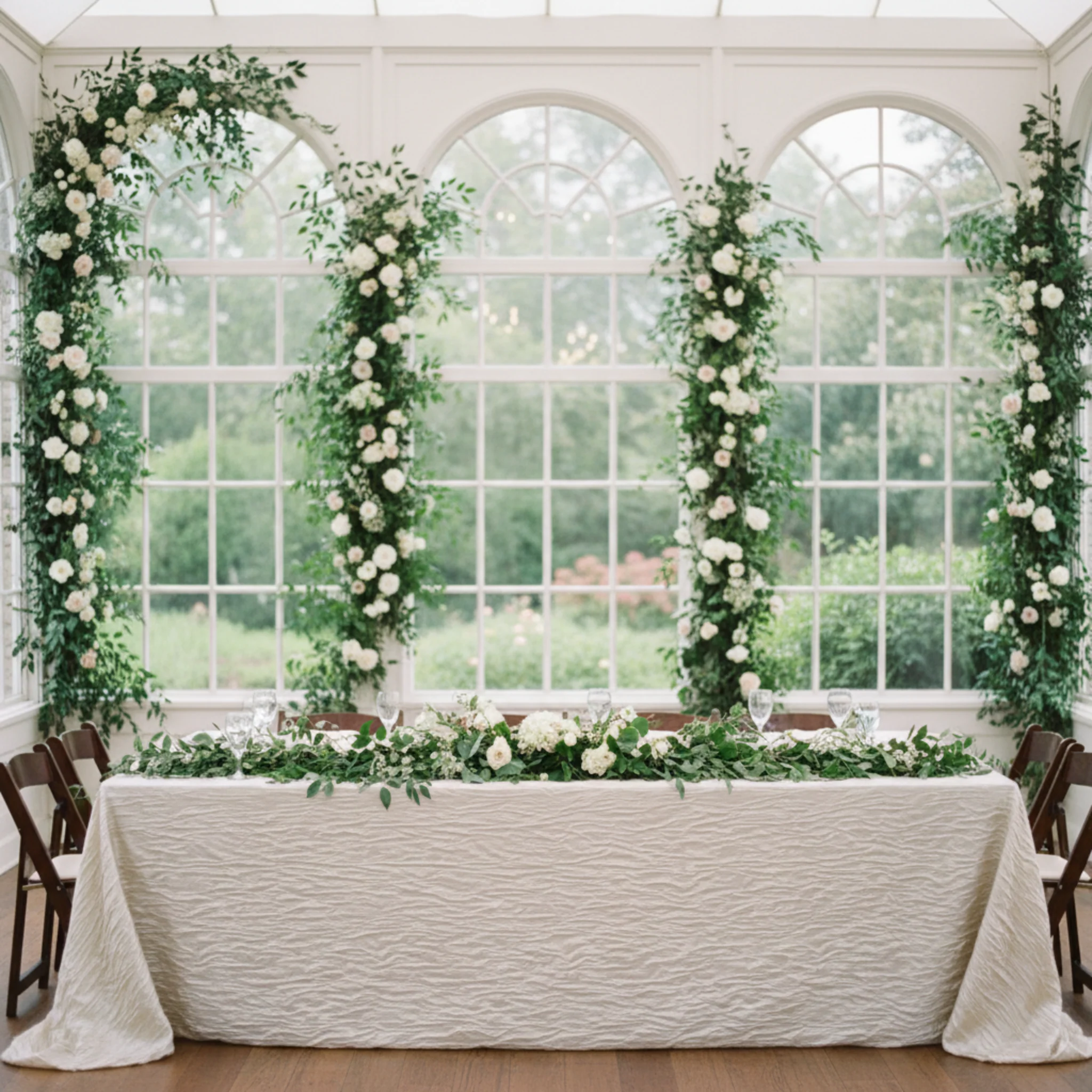 Accordion Crinkle Taffeta 90"x156" Rectangular Tablecloth - Ivory - Image 3
