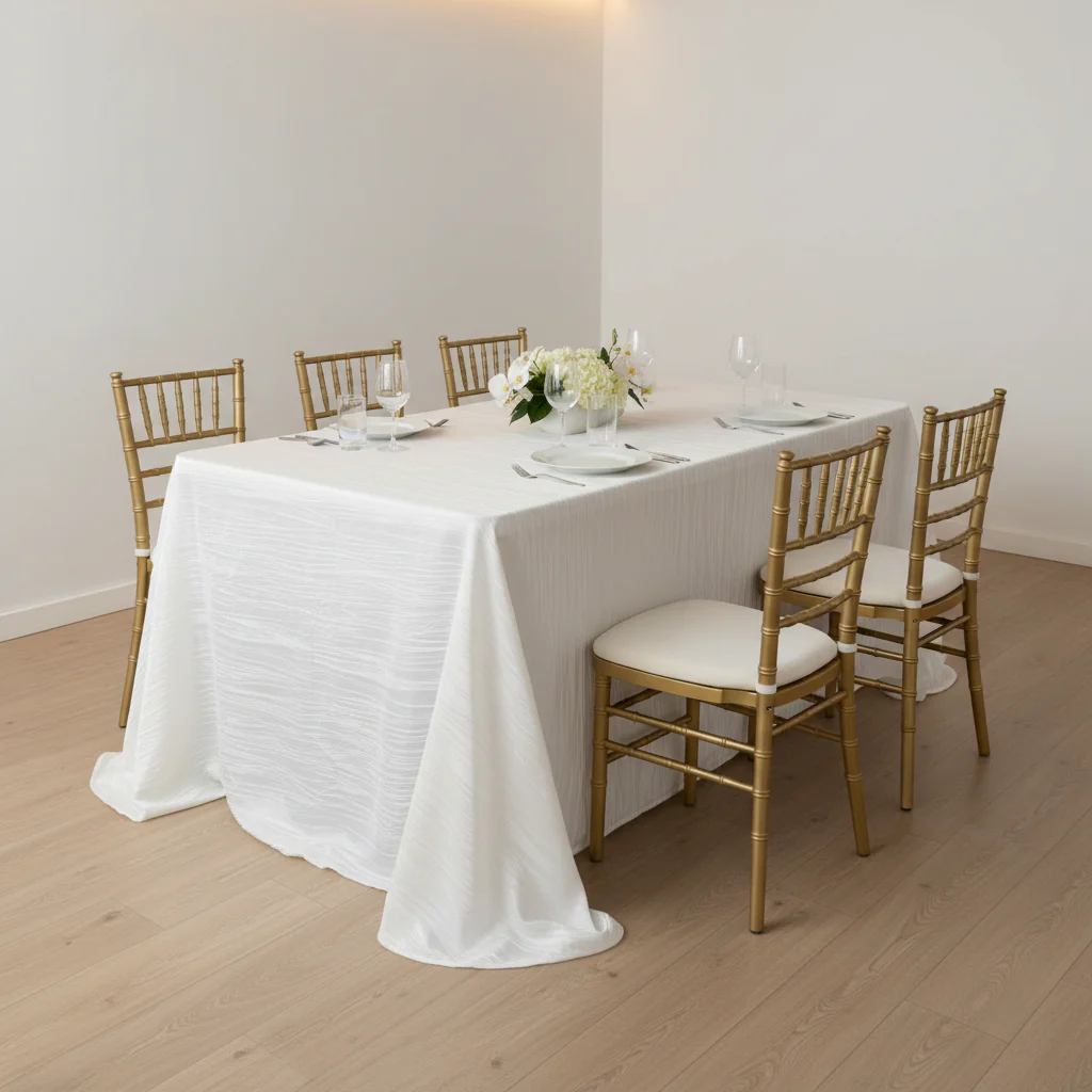 Accordion Crinkle Taffeta 90"x156" Rectangular Tablecloth - White - Image 2