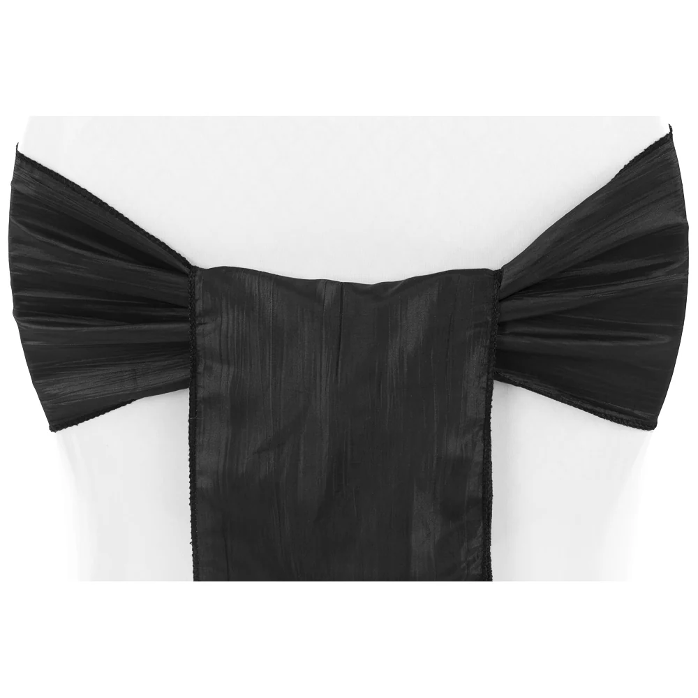 Accordion Crinkle Taffeta Chair Sash 7"x108" - Black