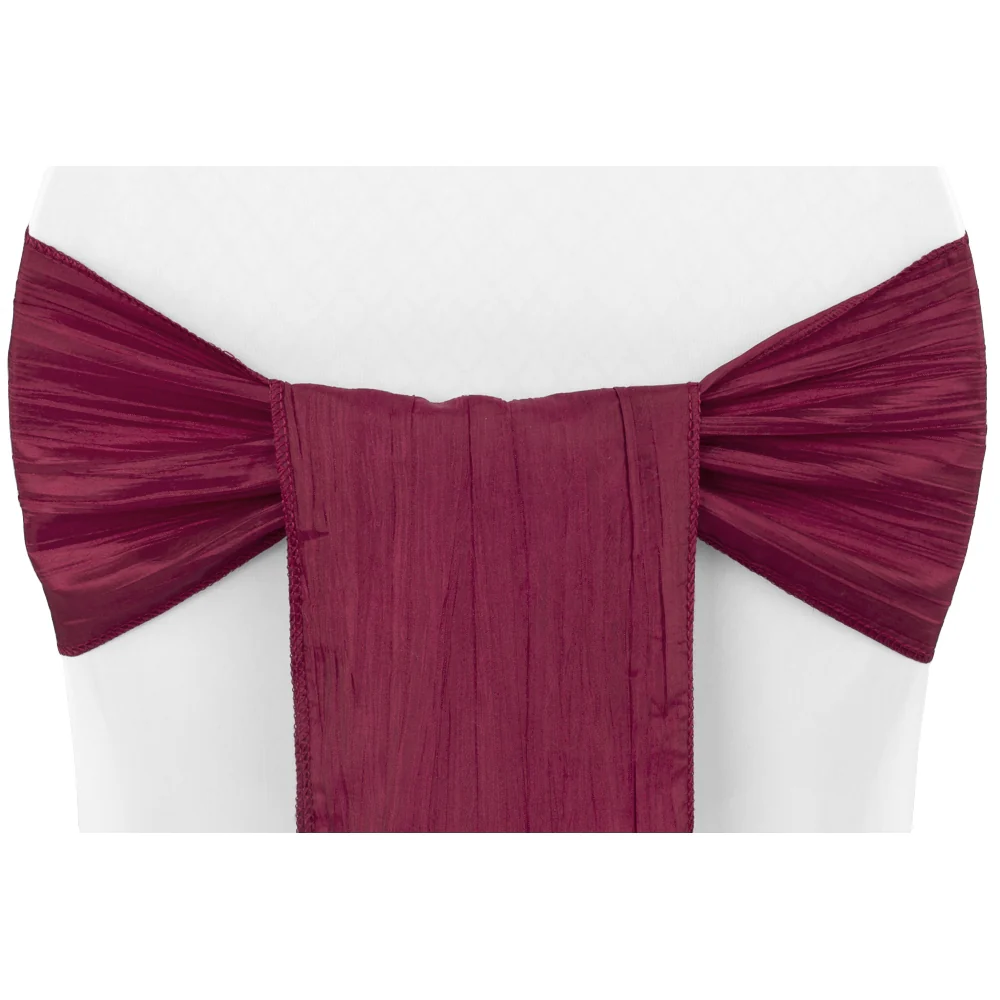 Accordion Crinkle Taffeta Chair Sash 7"x108" - Burgundy