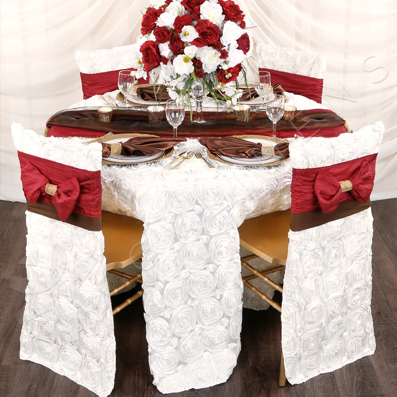 Accordion Crinkle Taffeta Chair Sash 7"x108" - Burgundy - Image 2