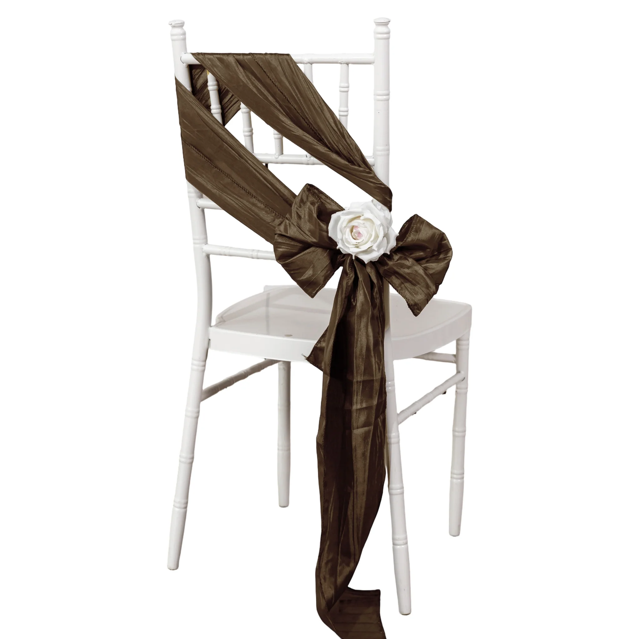 Accordion Crinkle Taffeta Chair Sash - Chocolate - Image 4