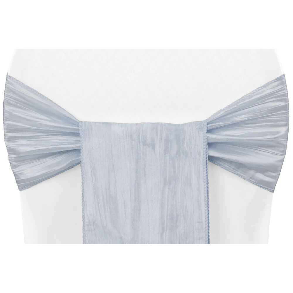 Accordion Crinkle Taffeta Chair Sash 7"x108" - Dusty Blue