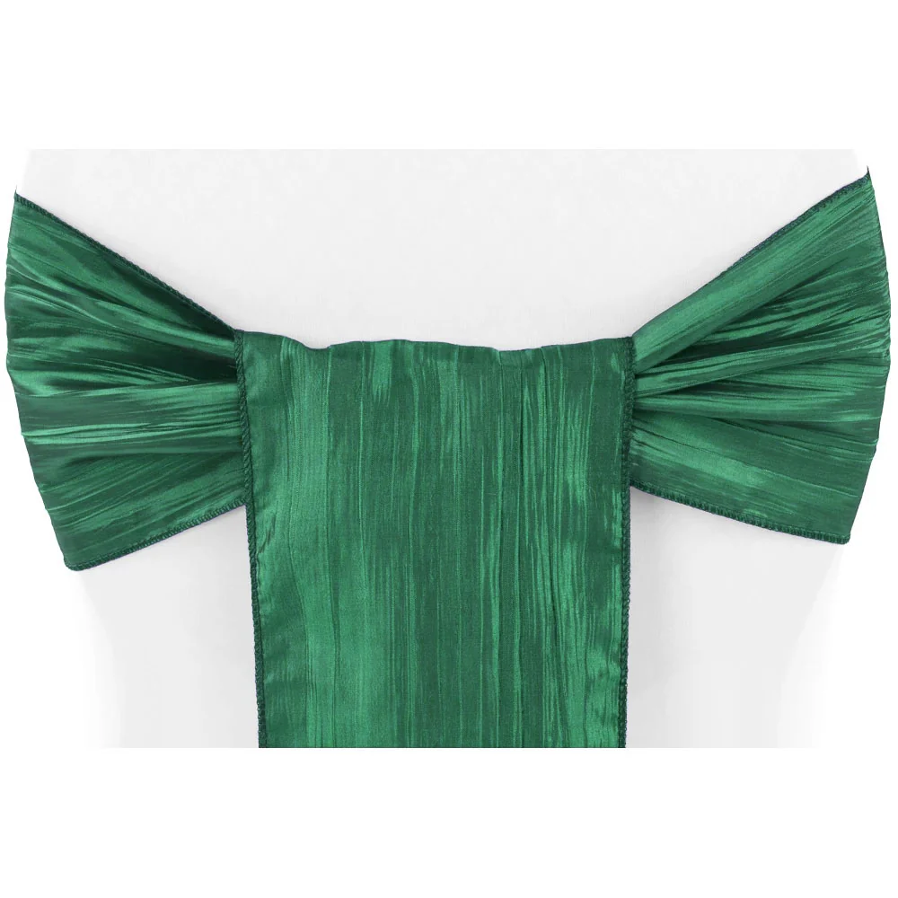 Accordion Crinkle Taffeta Chair Sash 7"x108" - Emerald Green