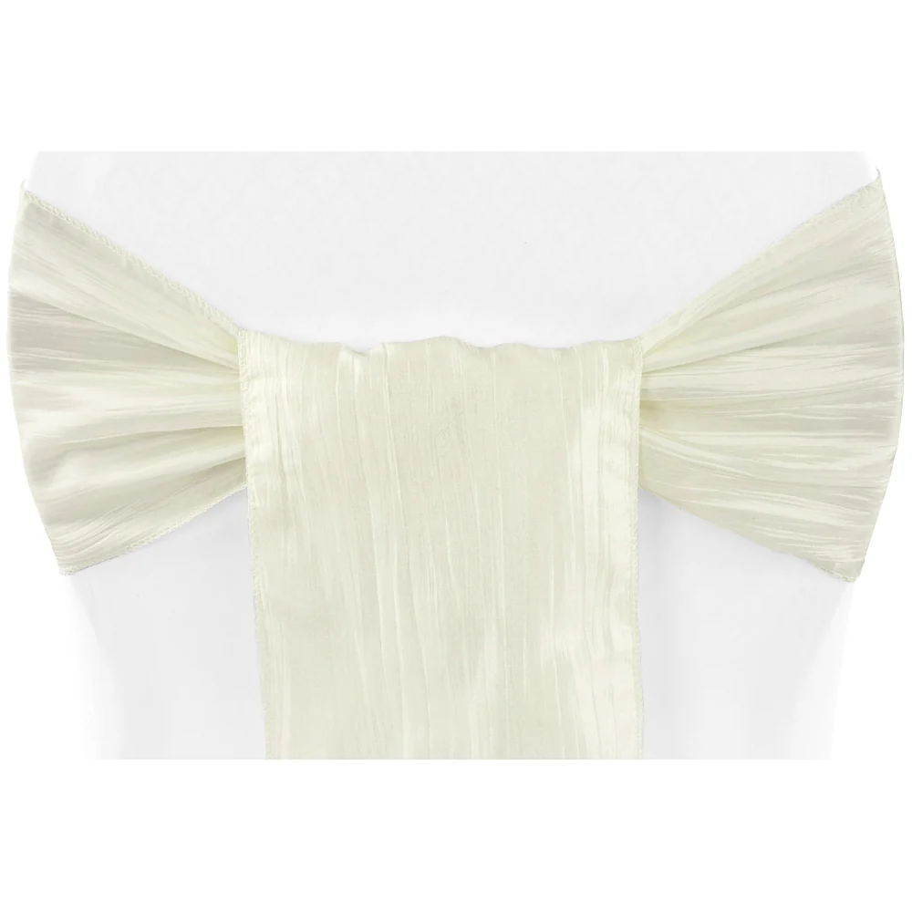 Accordion Crinkle Taffeta Chair Sash 7"x108" - Ivory